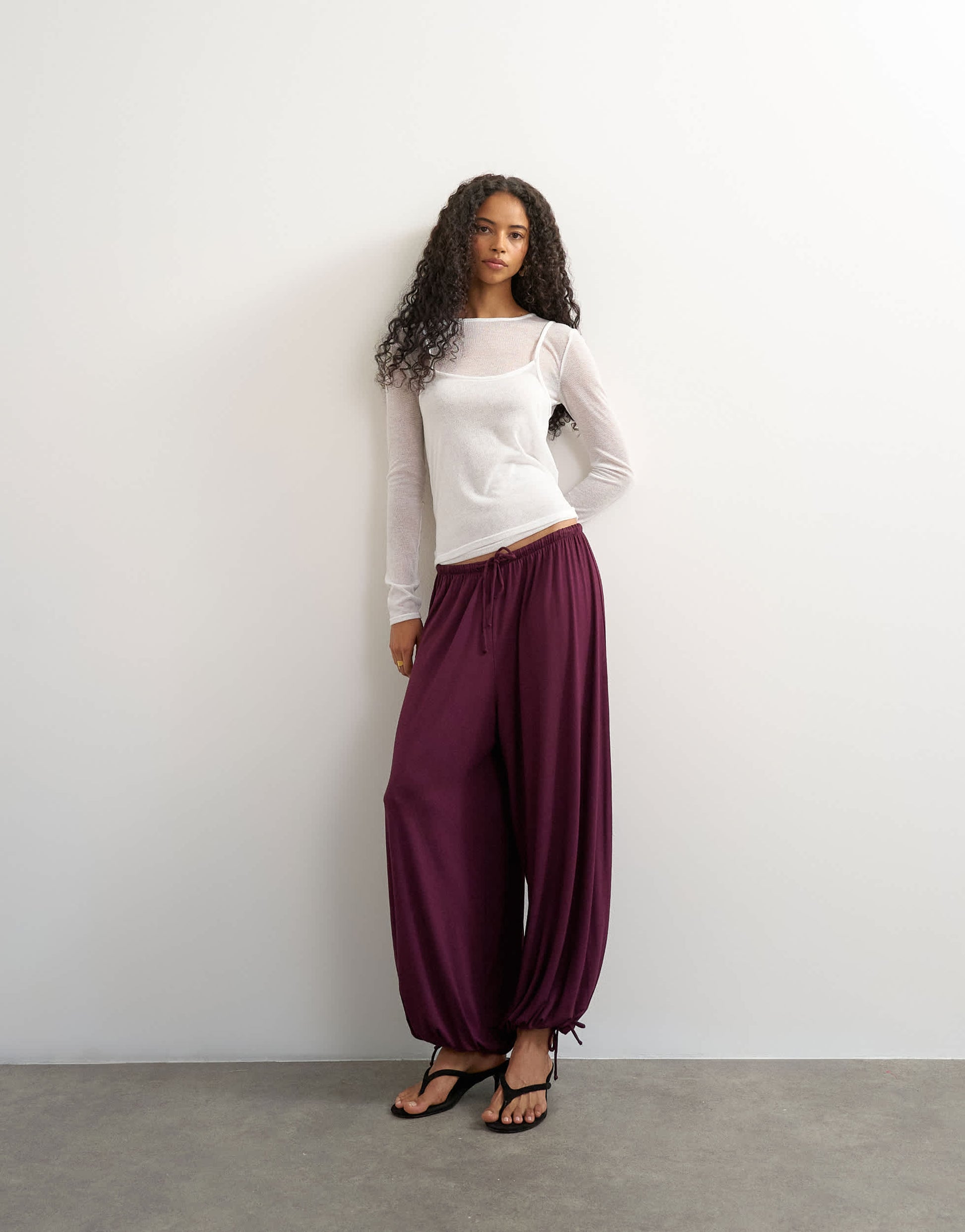 Topshop viscose jersey balloon trouser in plum