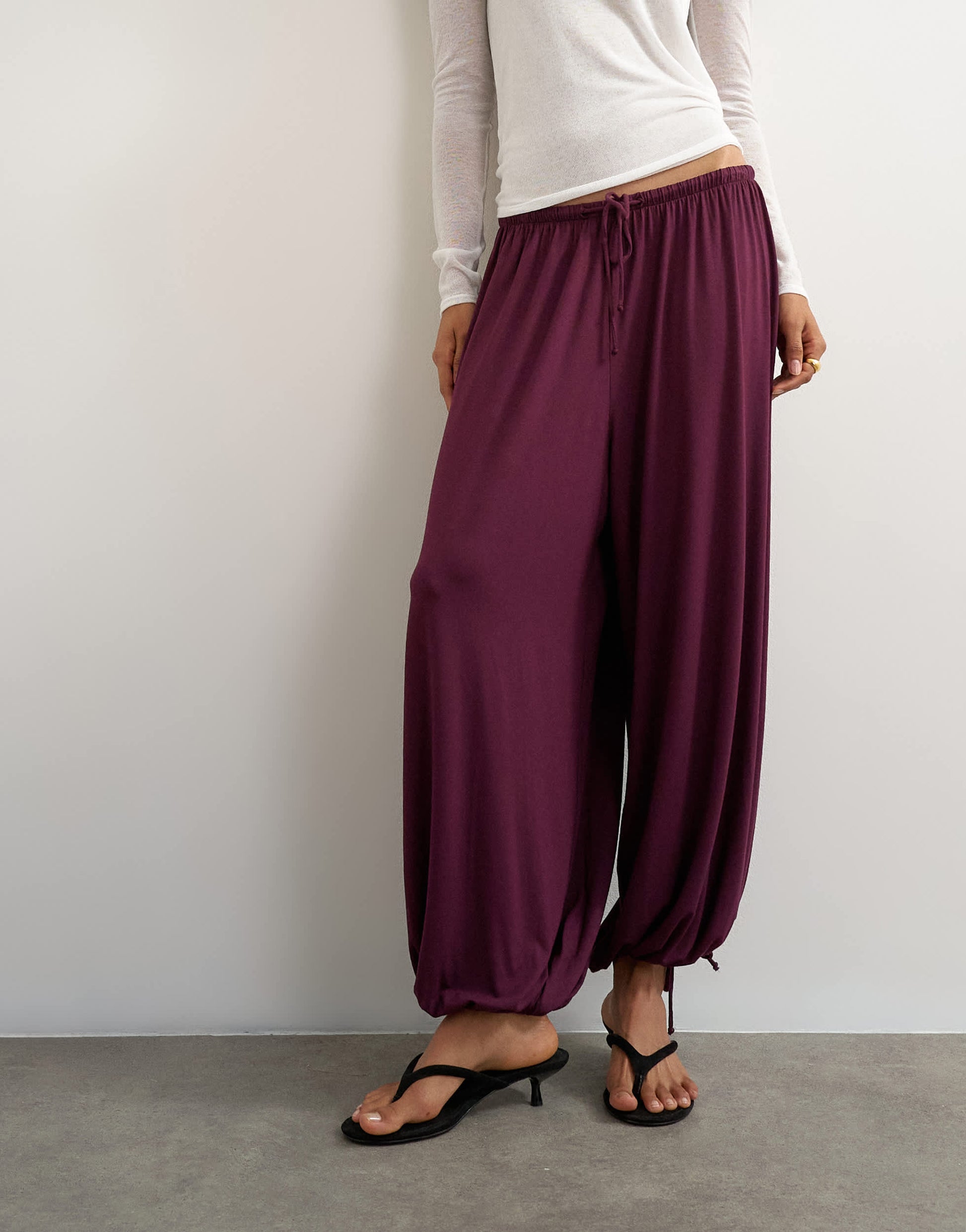 Topshop viscose jersey balloon trouser in plum