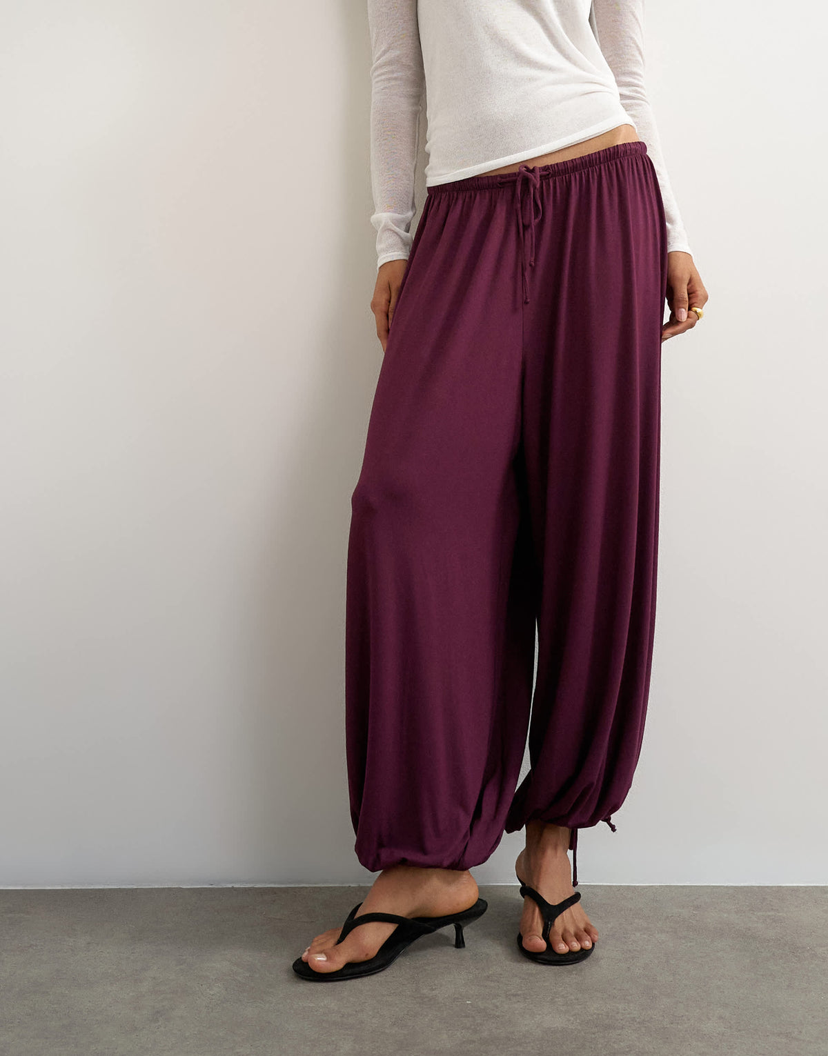 Topshop viscose jersey balloon trouser in plum