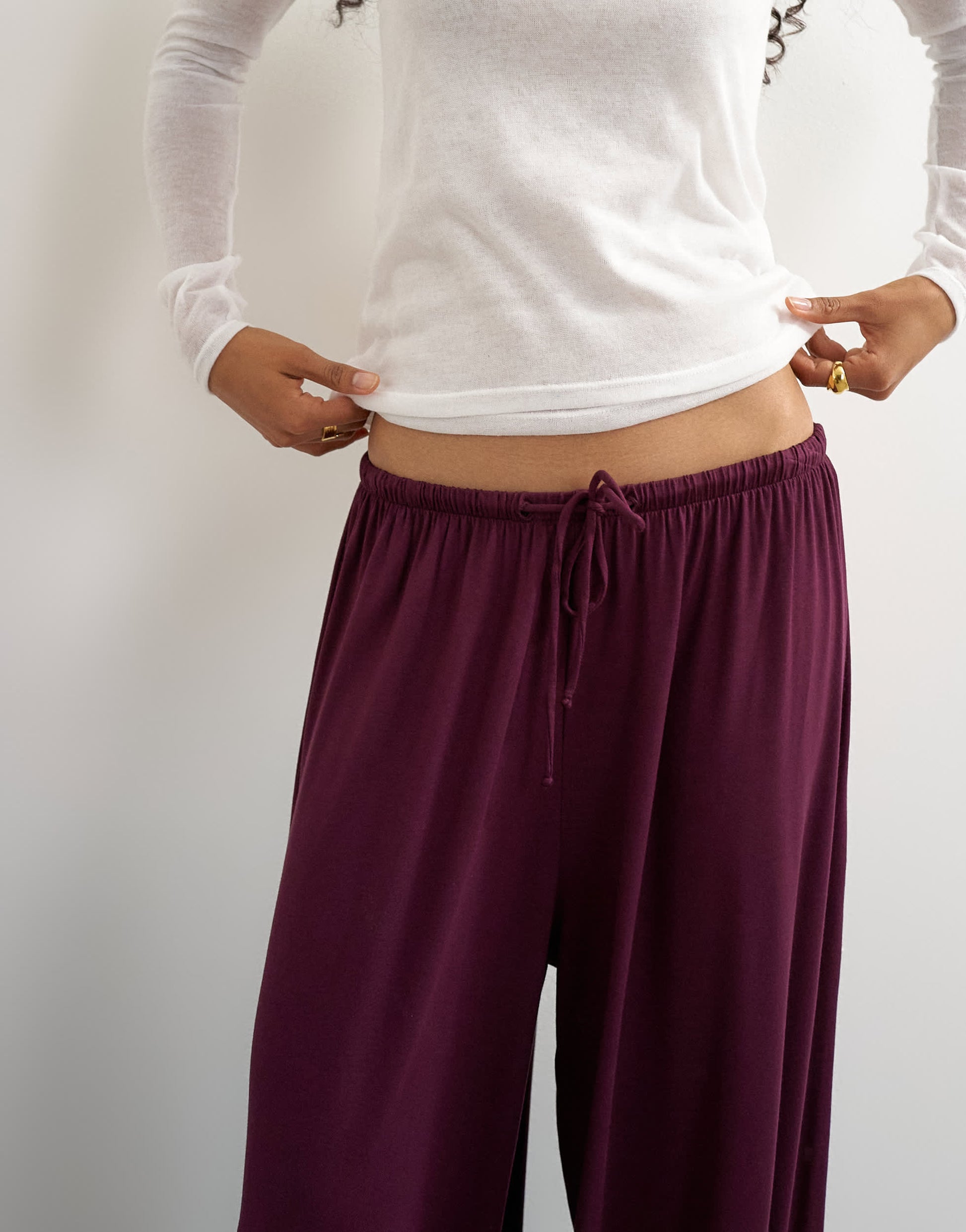 Topshop viscose jersey balloon trouser in plum