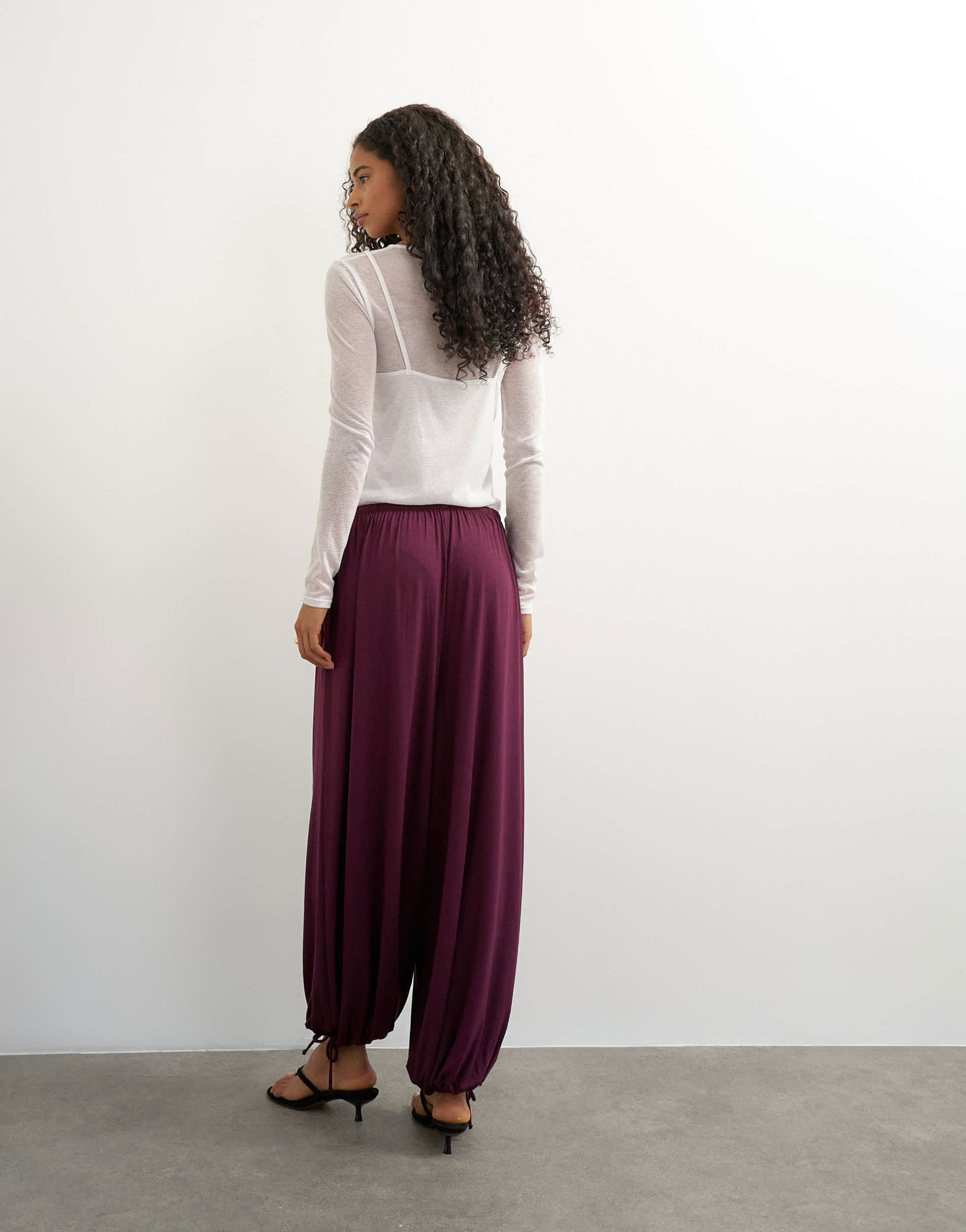 Topshop viscose jersey balloon trouser in plum