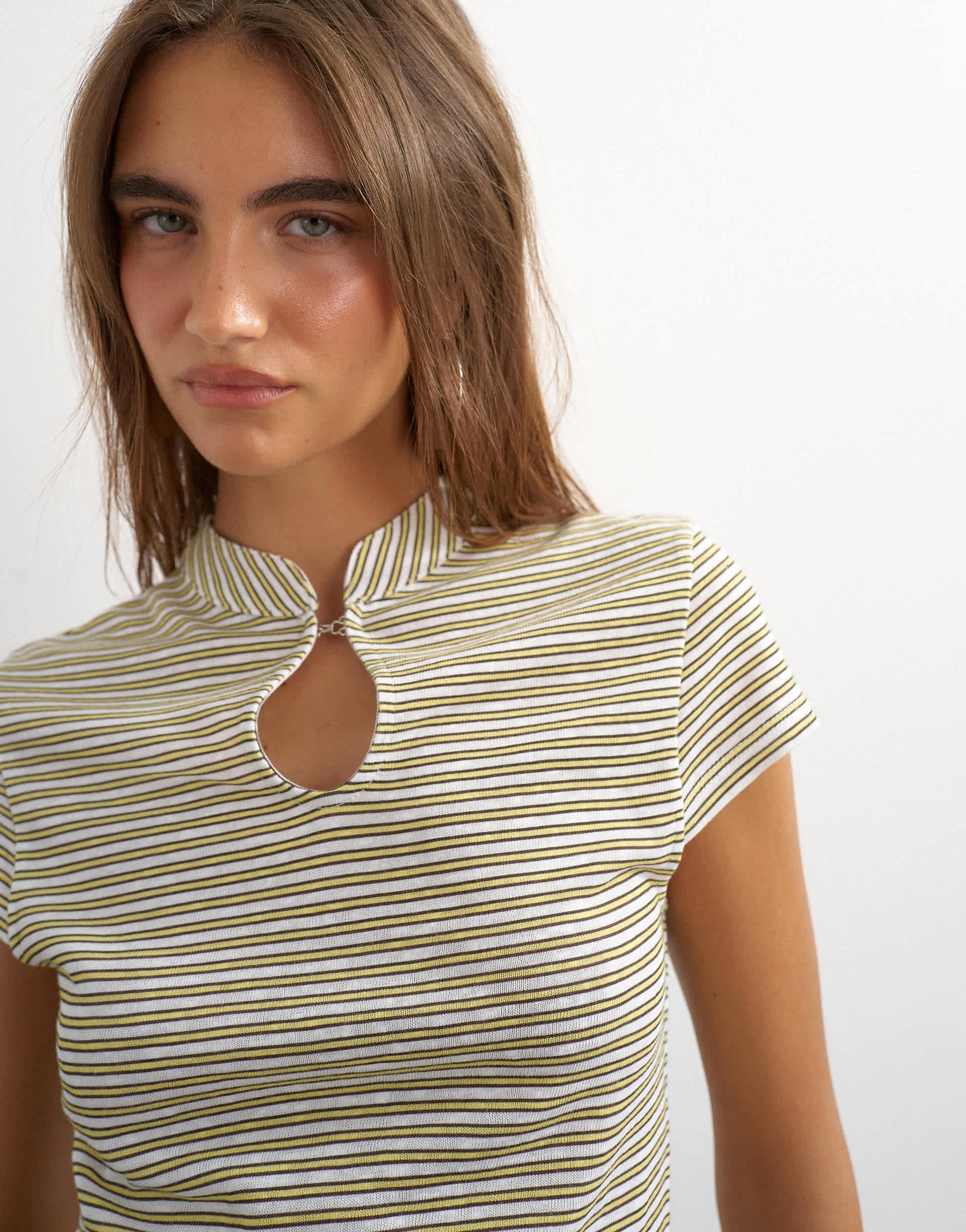 Topshop stripe cap sleeve top in blue