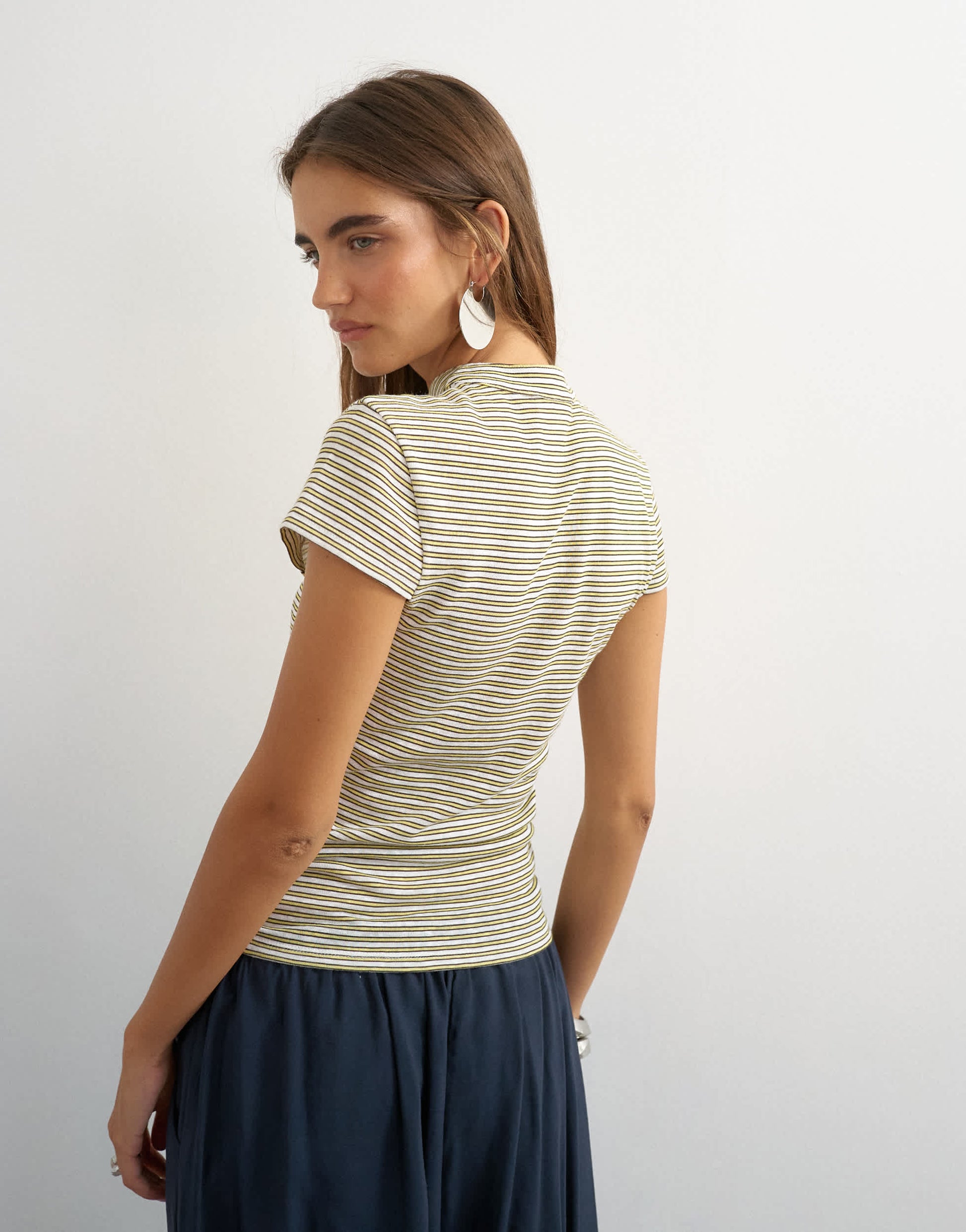 Topshop stripe cap sleeve top in blue