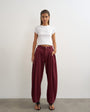 Topshop Cocoon mid rise barrel jean in cherry red