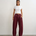 Topshop Cocoon mid rise barrel jean in cherry red