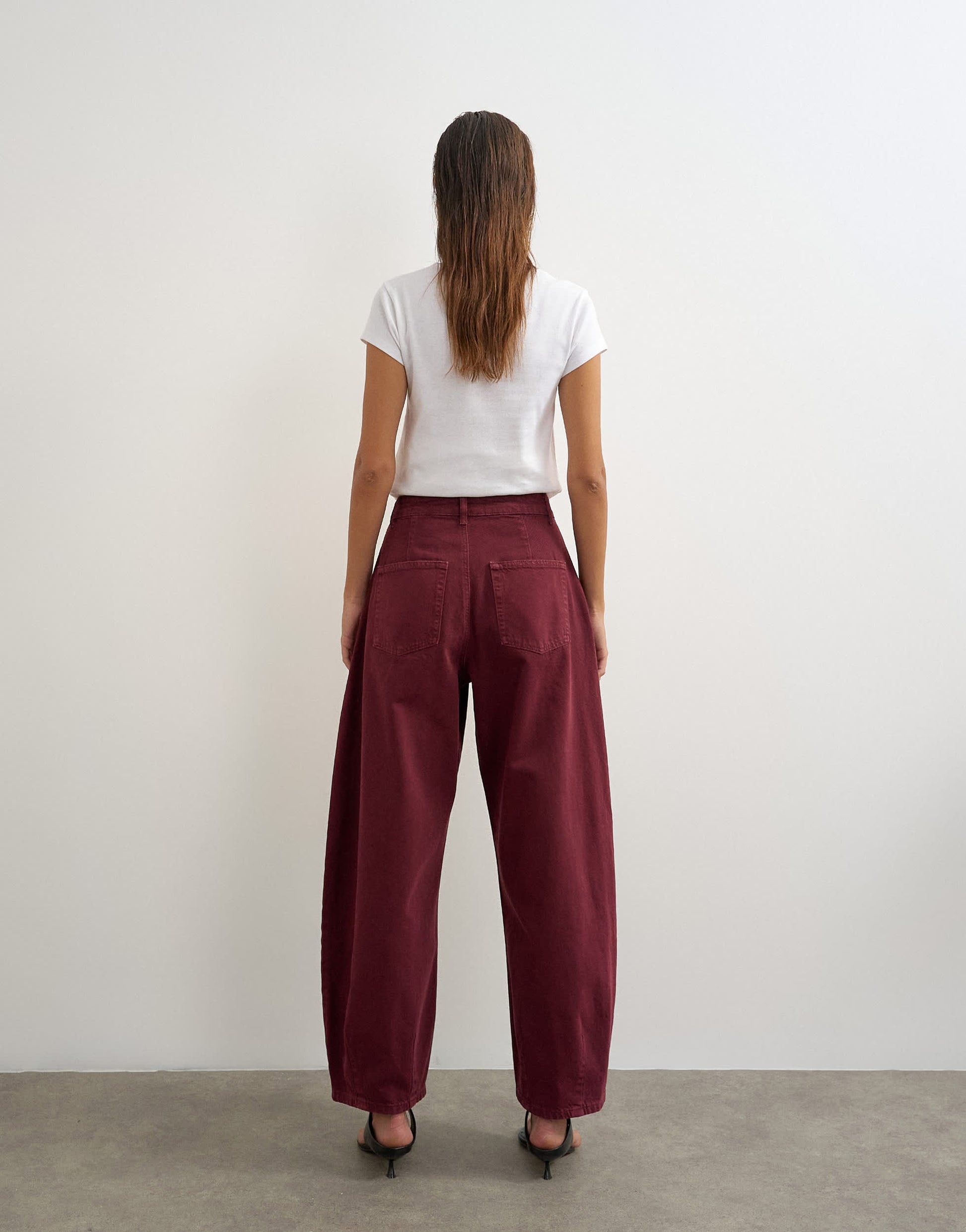 Topshop Cocoon mid rise barrel jean in cherry red