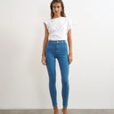 Topshop Joni high rise skinny jean in mid blue