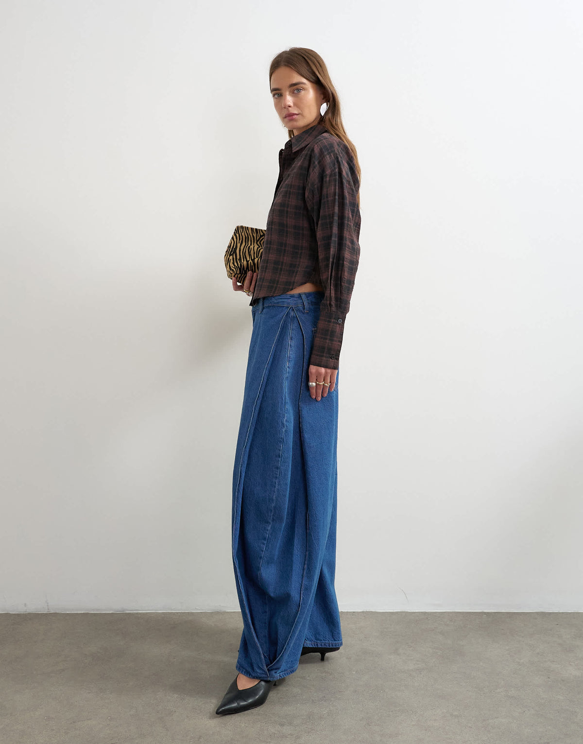 Topshop side pleat cocoon jean in rich blue