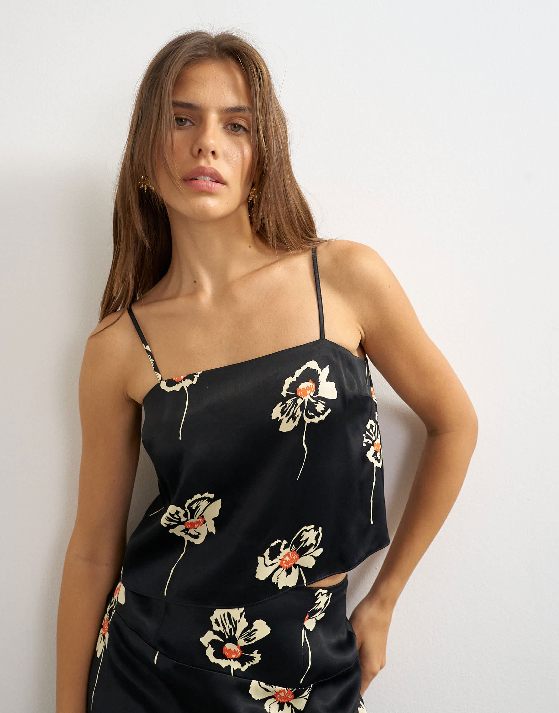 Topshop co-ord satin cami in floral print