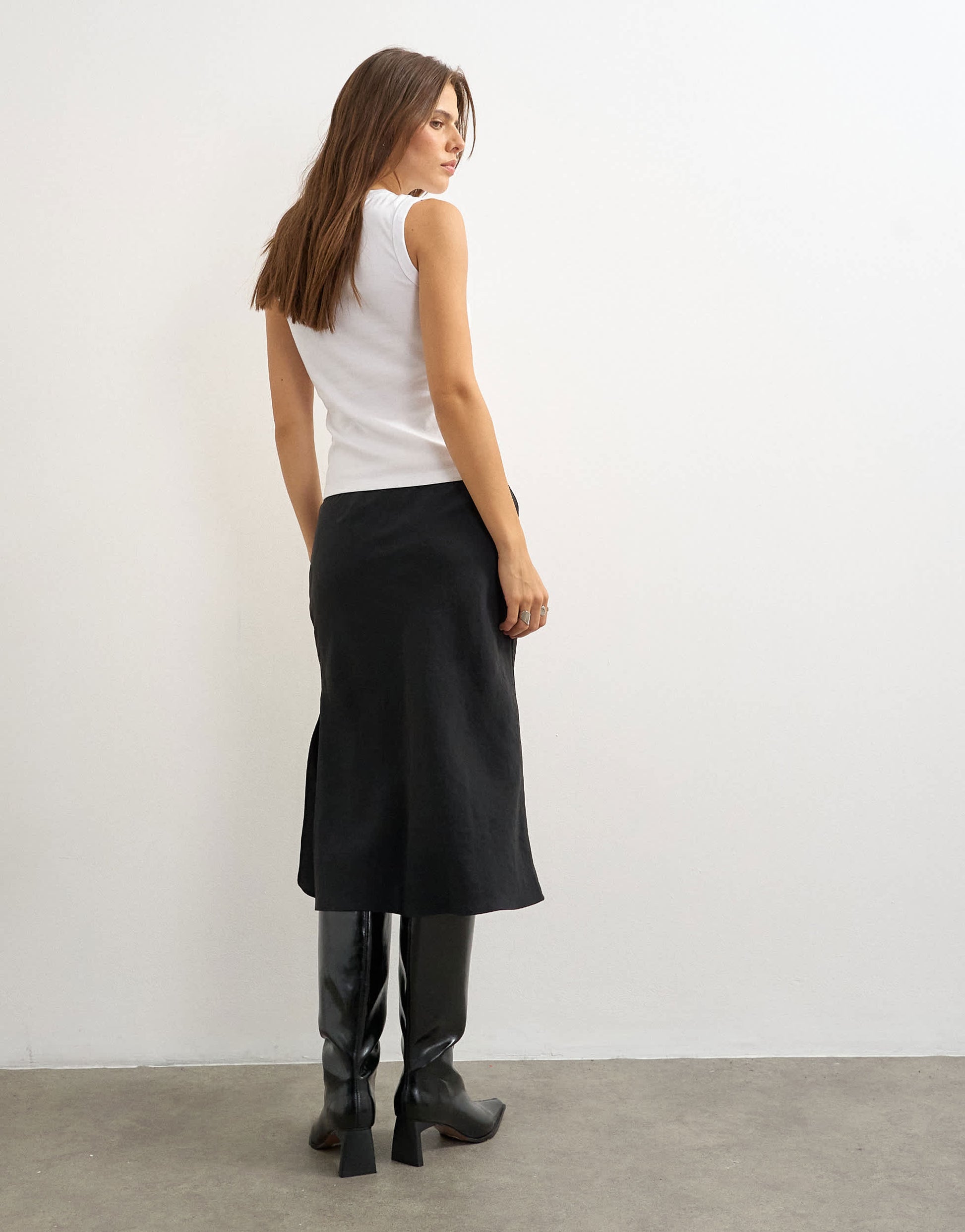 Topshop cupro 90s length skirt in black