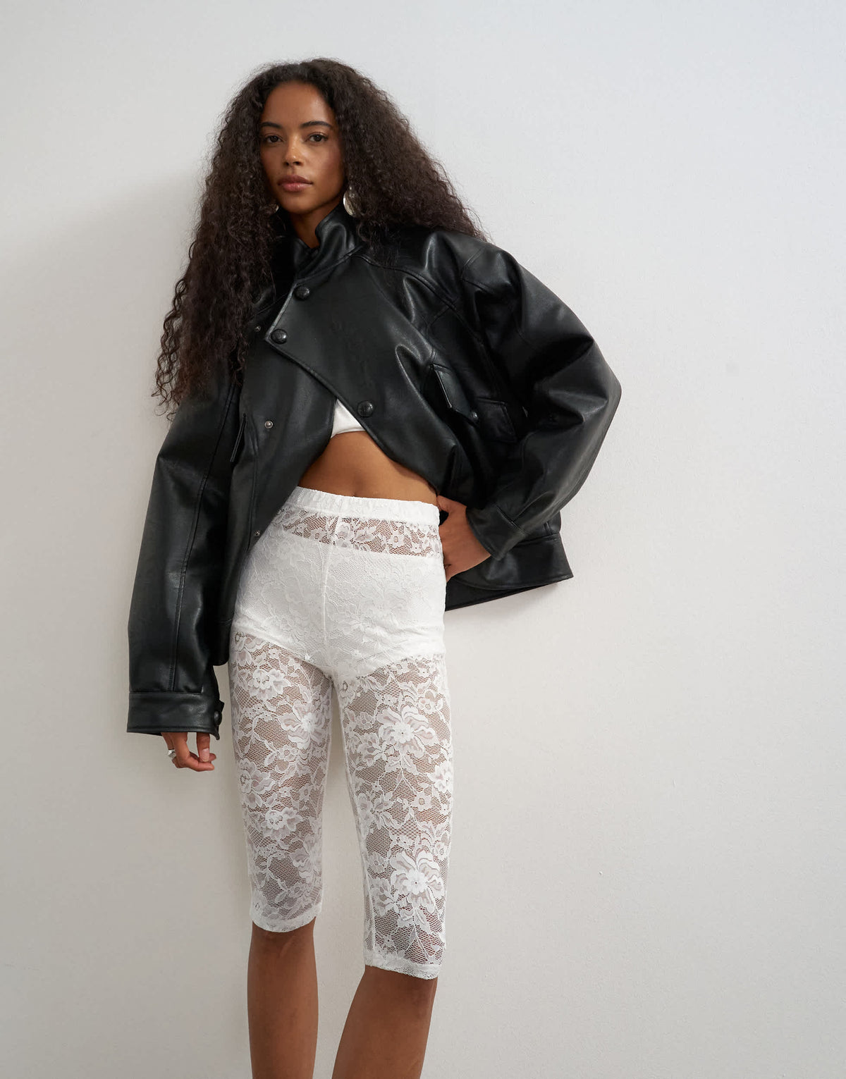 Topshop lace capri legging hosiery in ivory