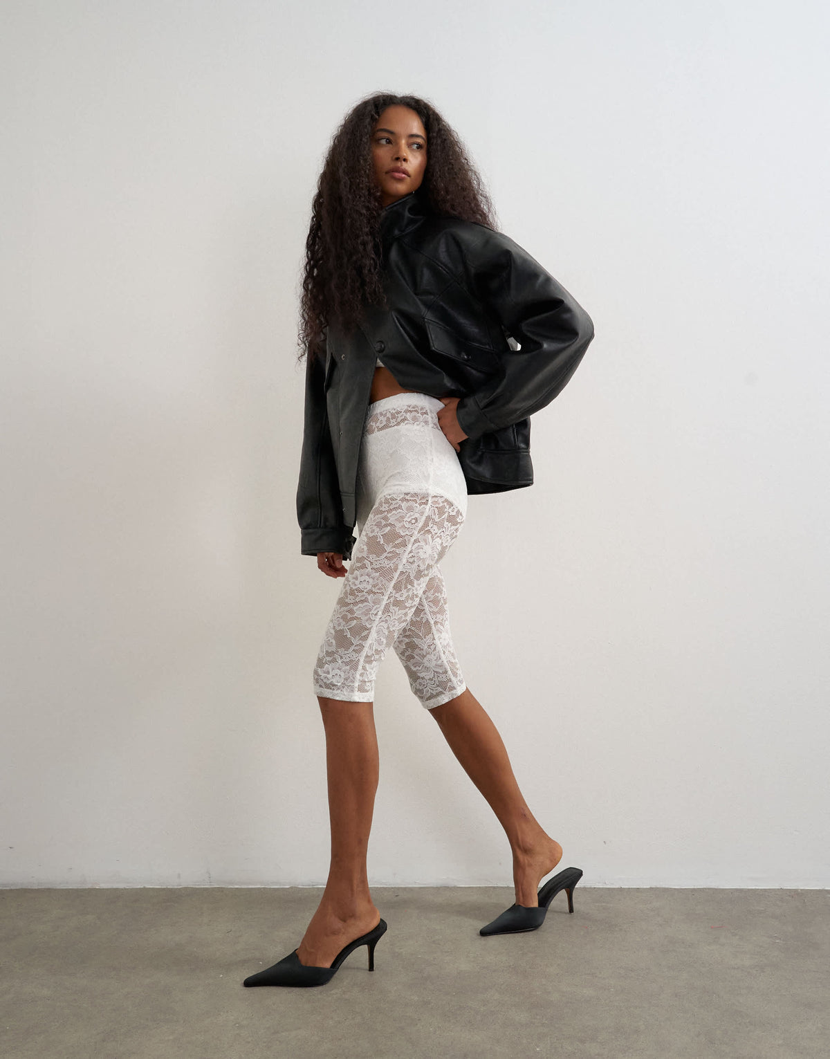 Topshop lace capri legging hosiery in ivory