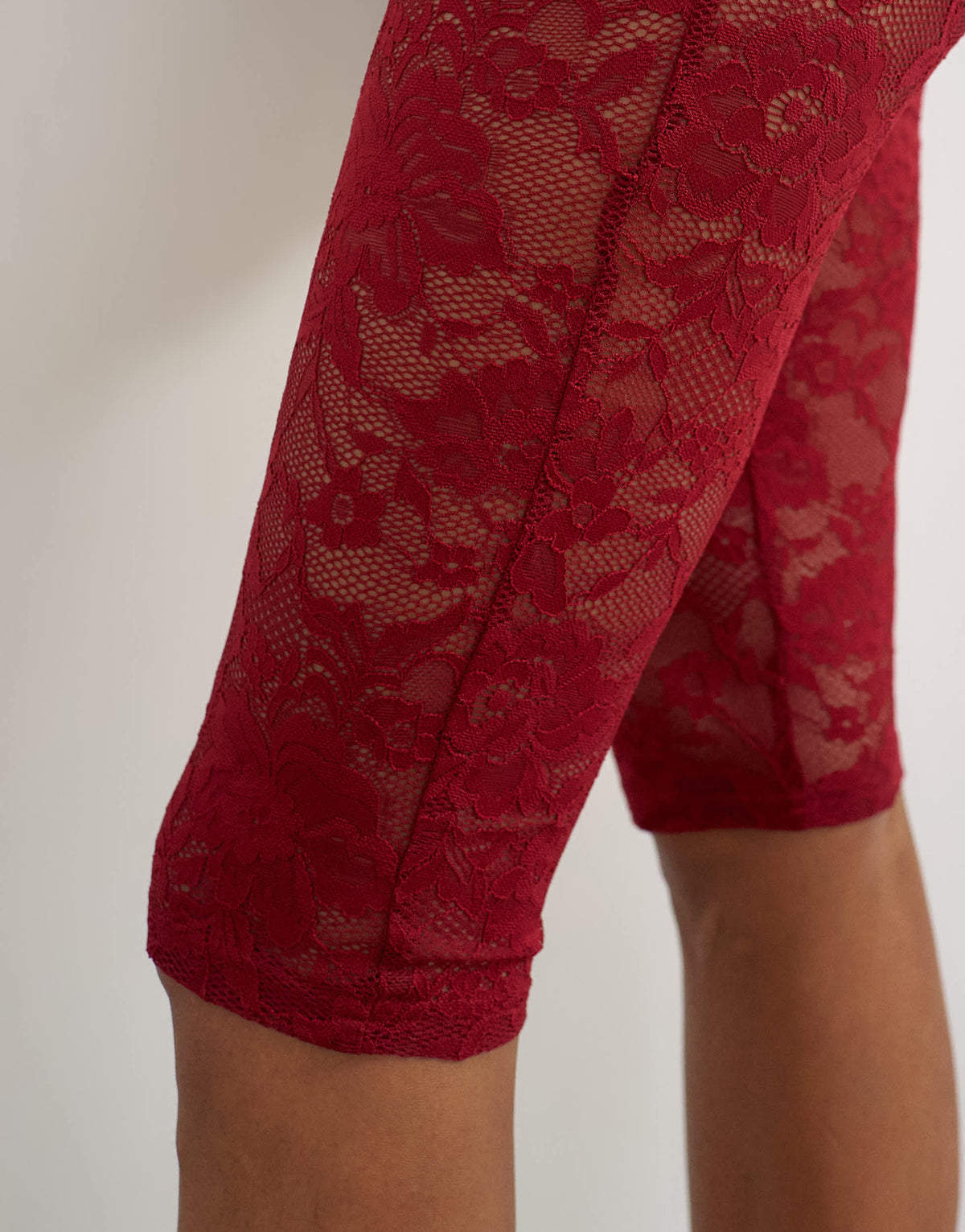 Topshop lace capri legging hosiery in burgundy