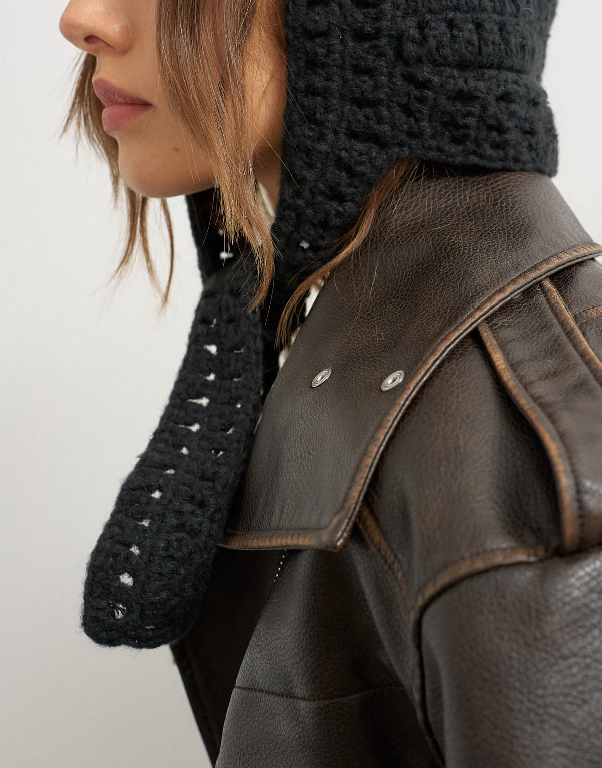 Topshop crochet bonnet in black