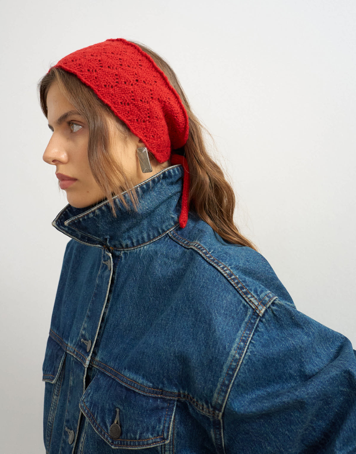 Topshop crochet ear warmer in red