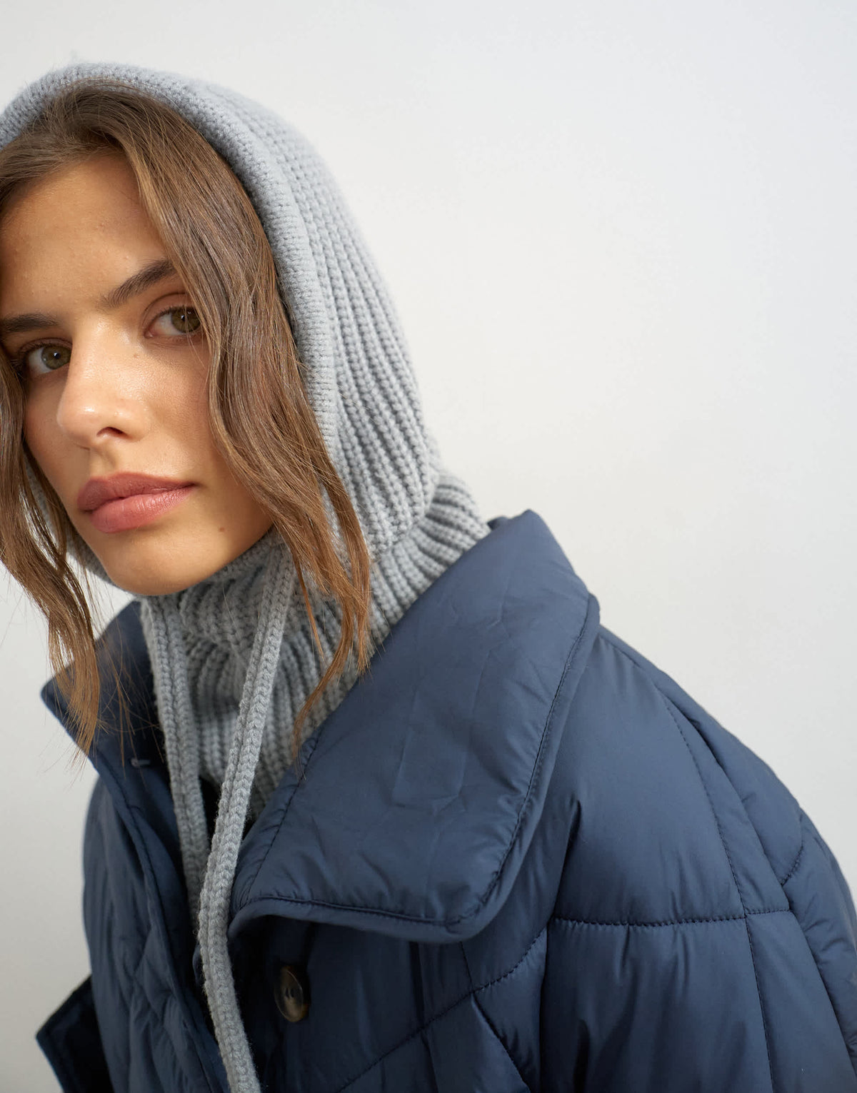 Topshop Hattie ribbed balaclava in grey