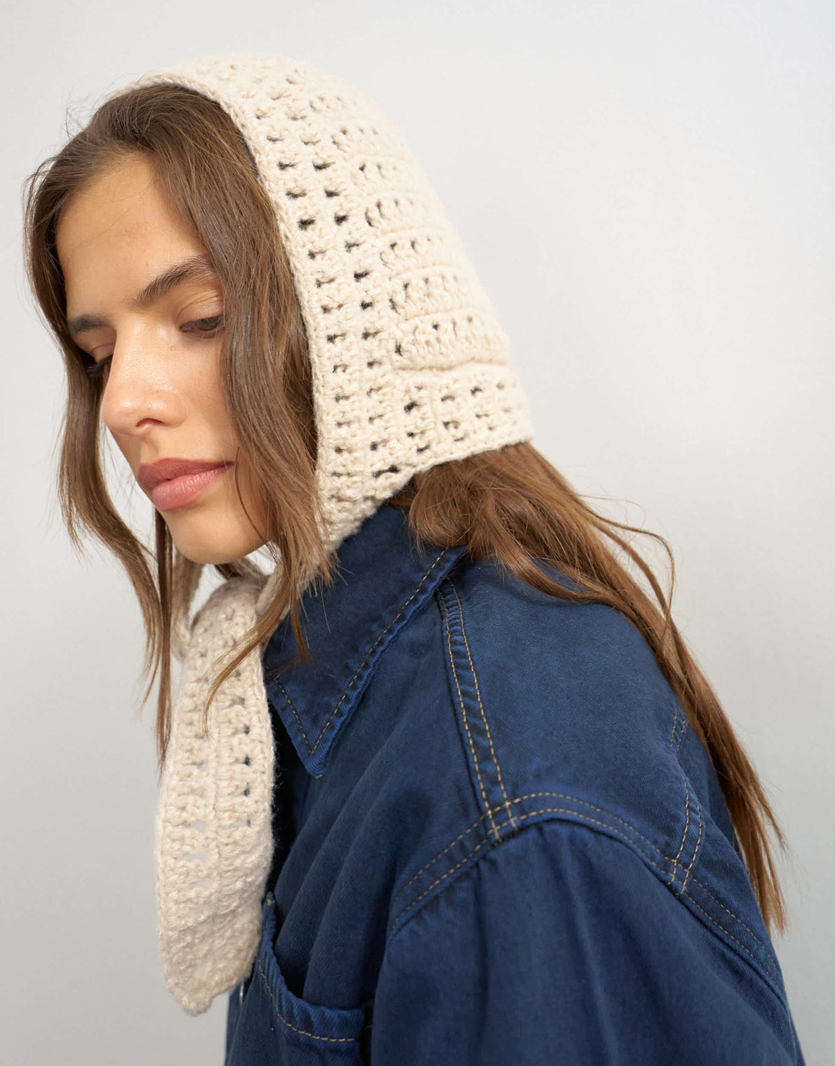 Topshop crochet bonnet in stone
