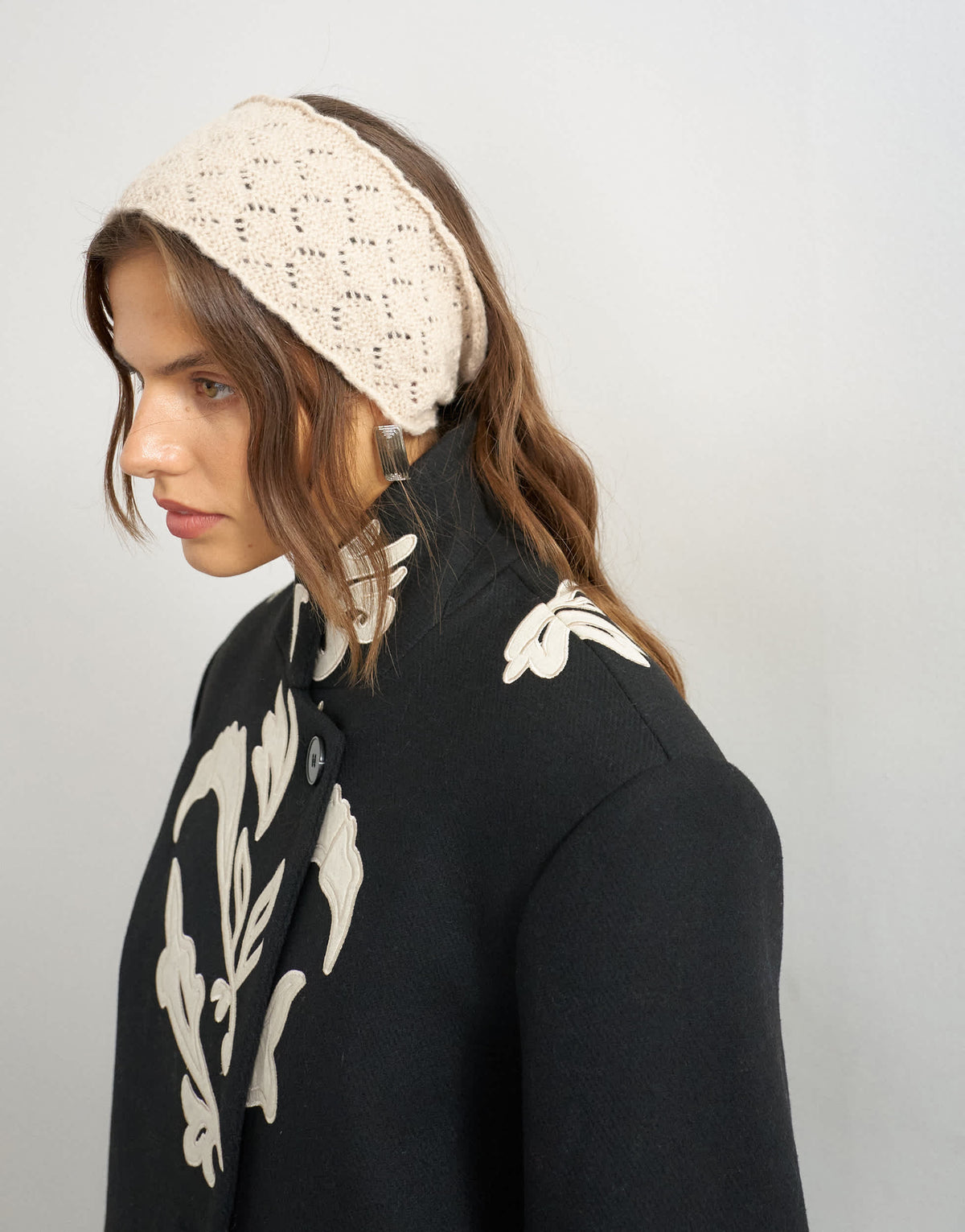 Topshop crochet ear warmer in stone