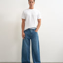 Topman rigid baggy fit jean in mid wash