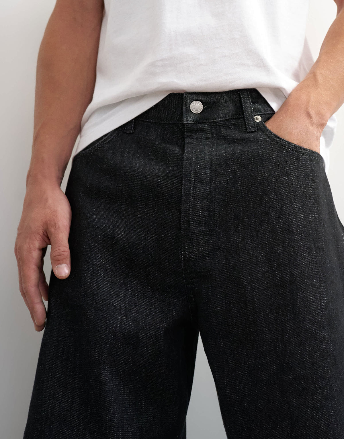 Topman rigid barrel fit jean in raw black