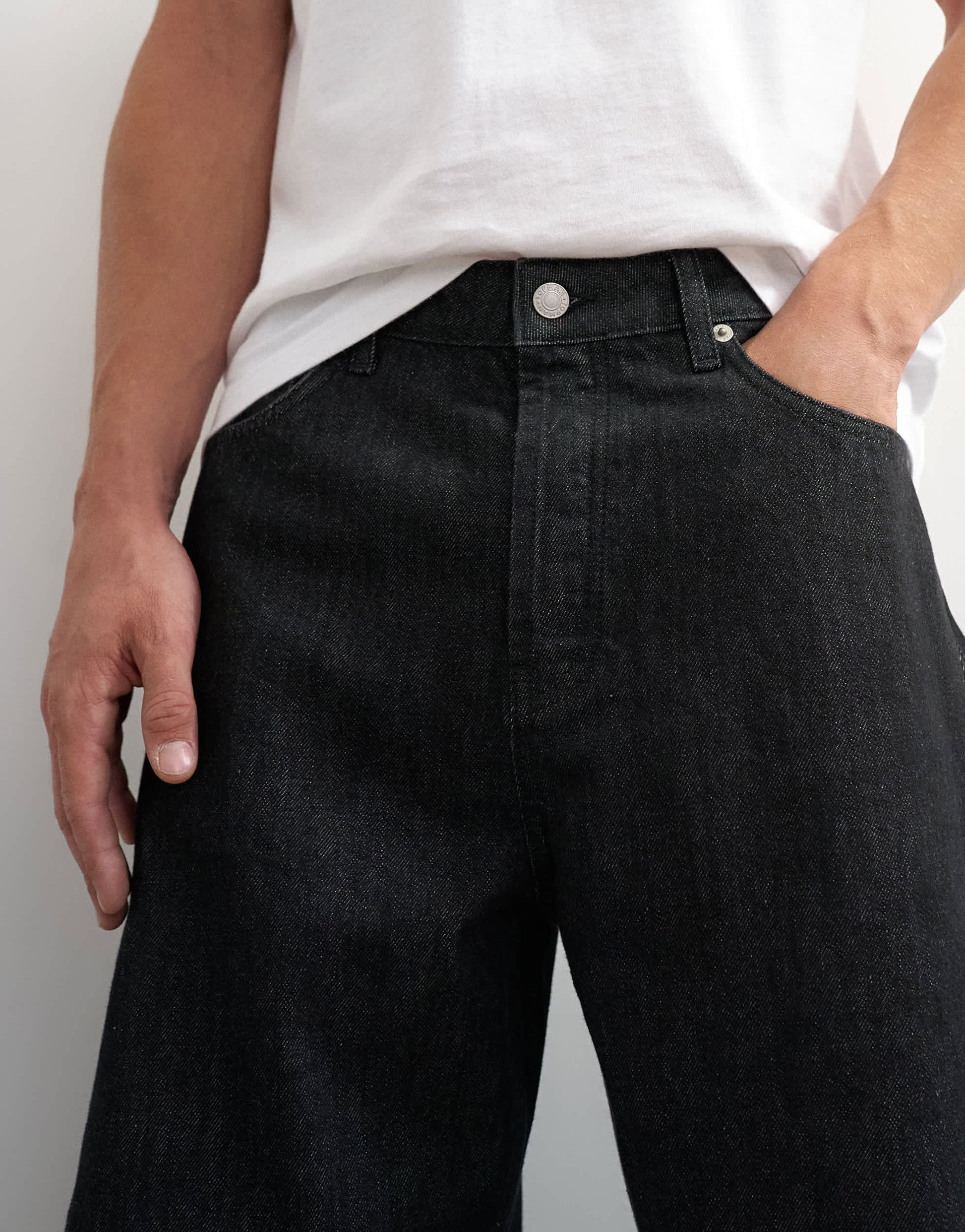 Topman rigid barrel fit jean in raw black