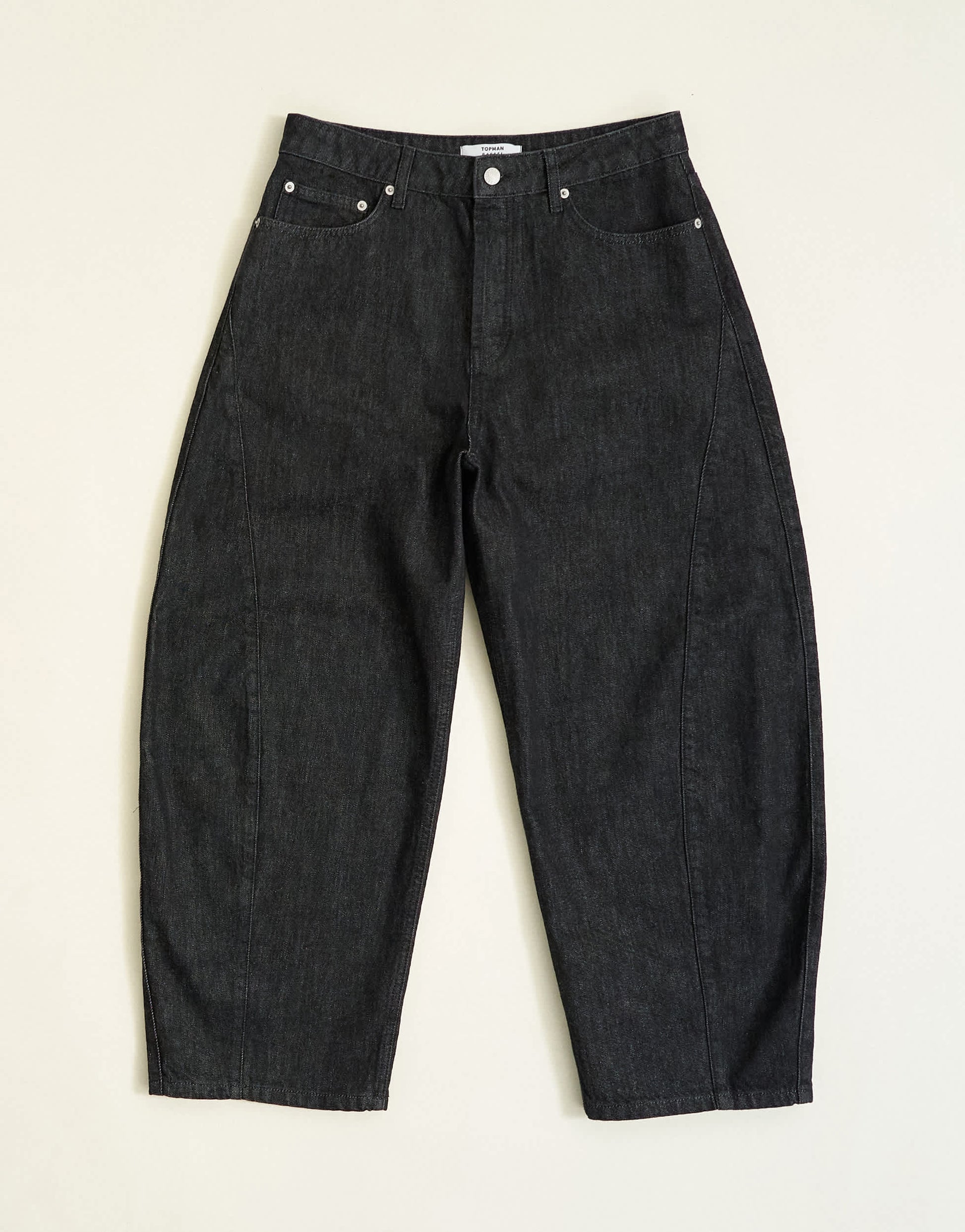 Topman rigid barrel fit jean in raw black