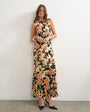 Topshop racer neck midi dress in vintage floral jacquard