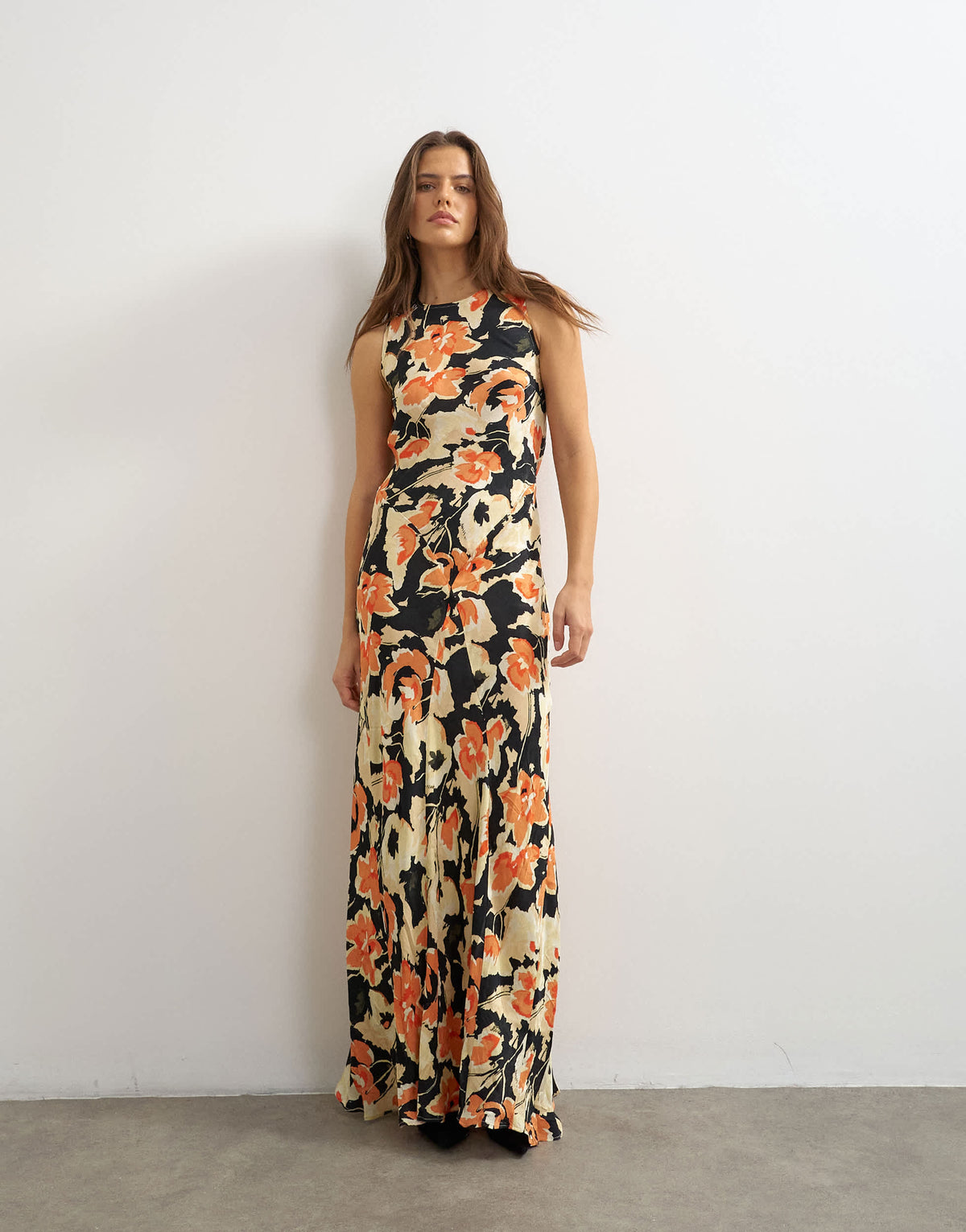 Topshop racer neck maxi dress in vintage floral jacquard