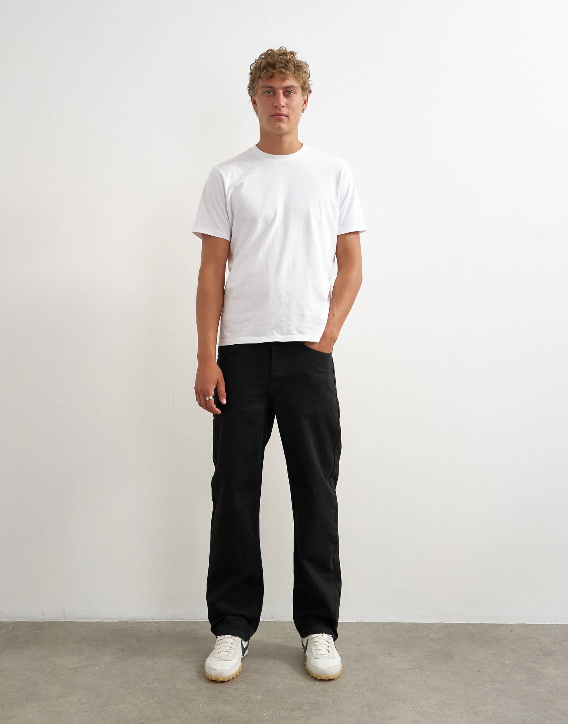 Topman rigid straight fit jean in black