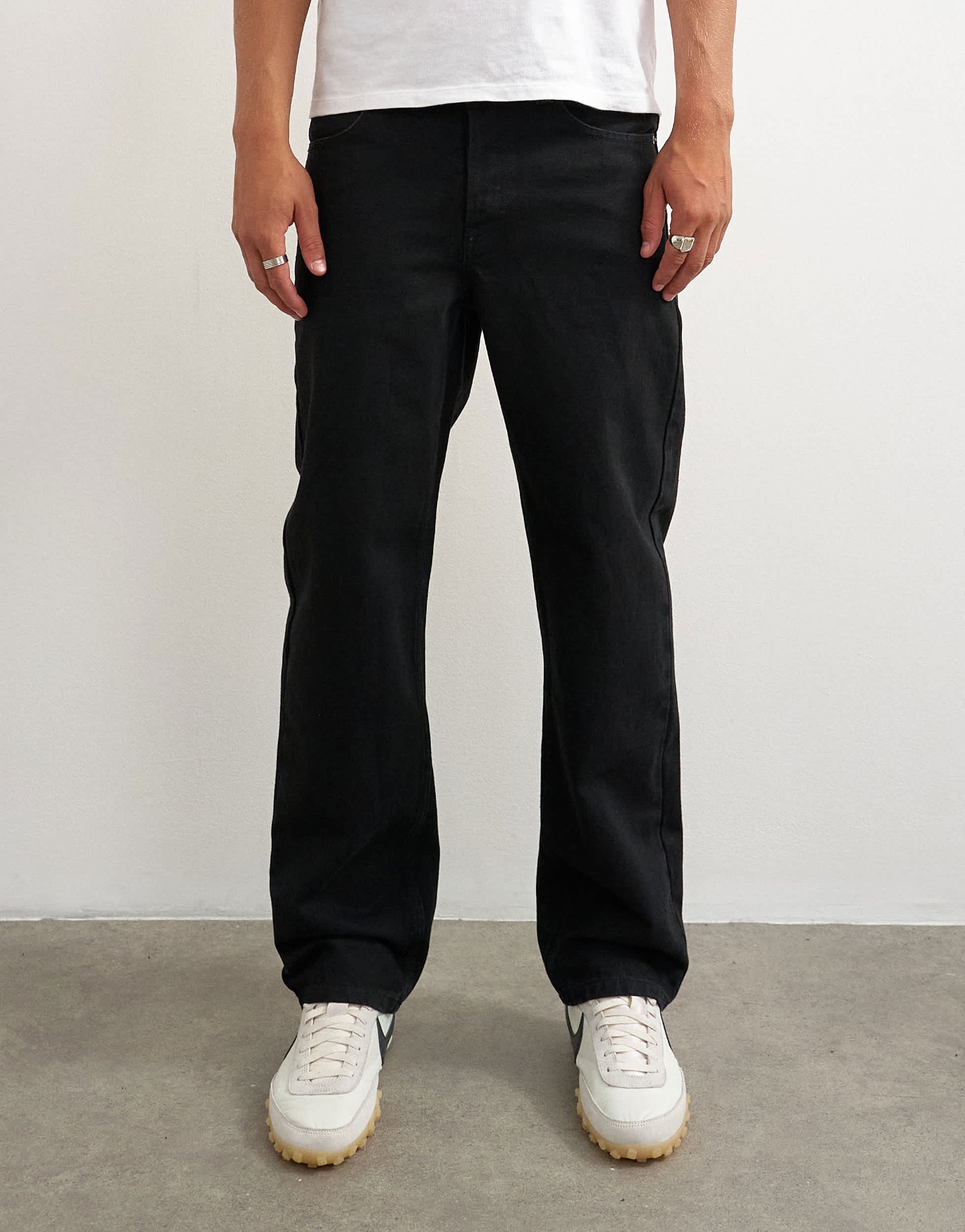 Topman rigid straight fit jean in black