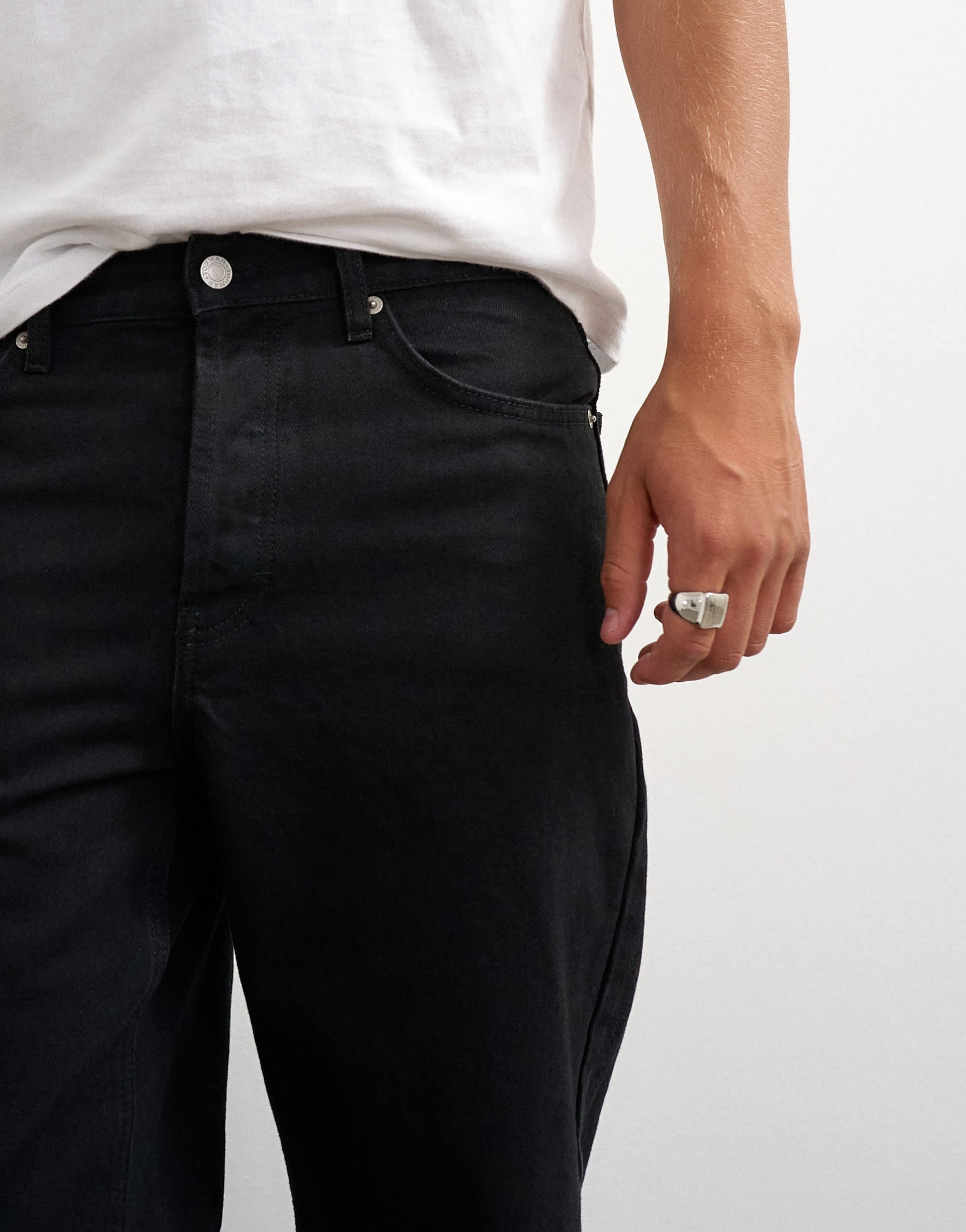 Topman rigid straight fit jean in black