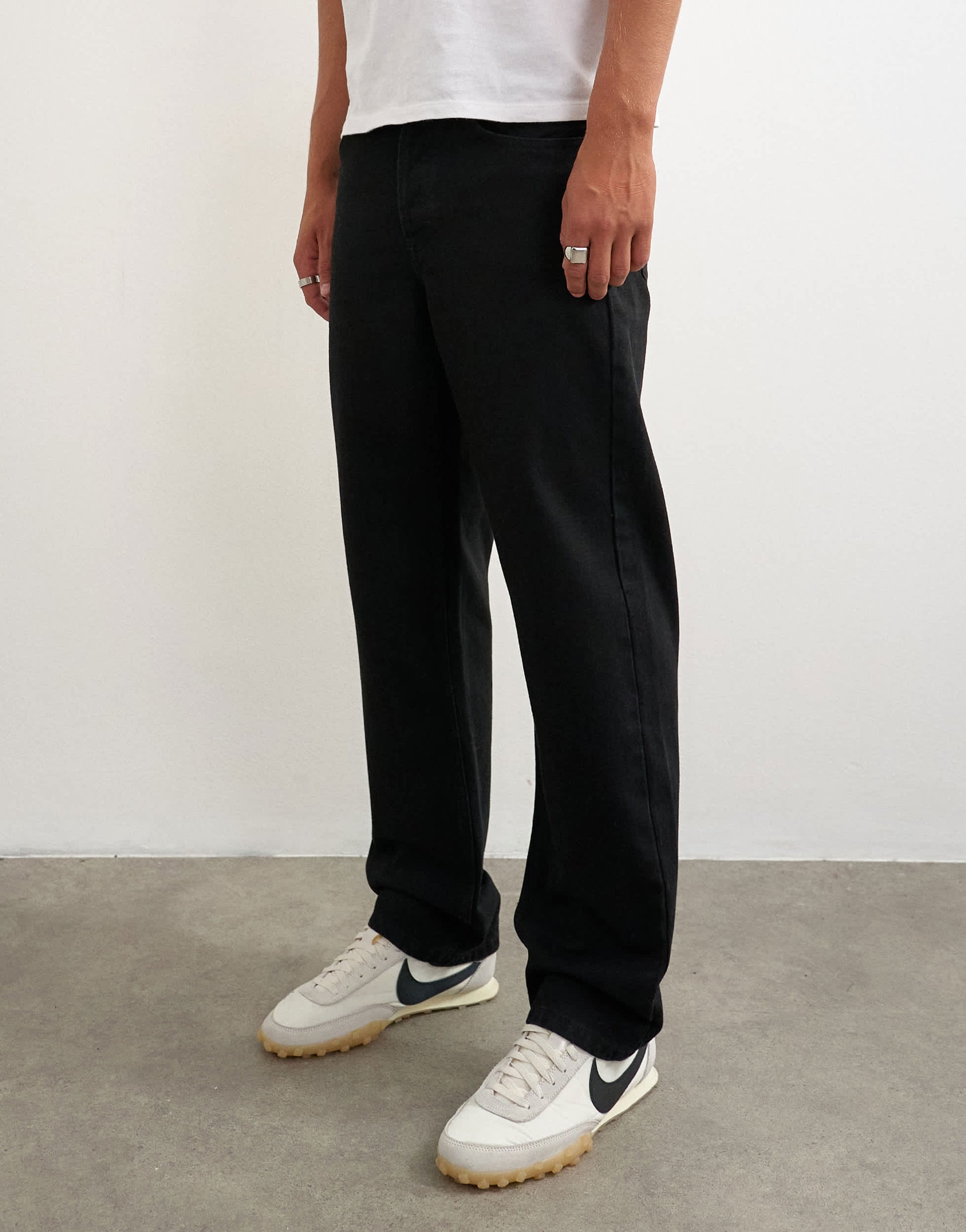 Topman rigid straight fit jean in black