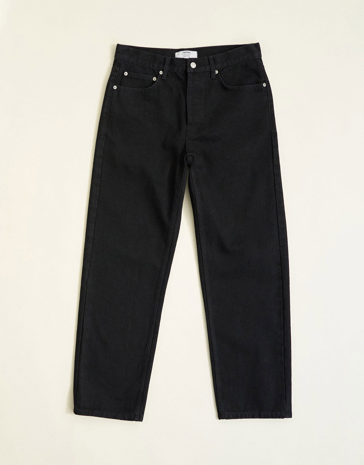 Topman rigid straight fit jean in black