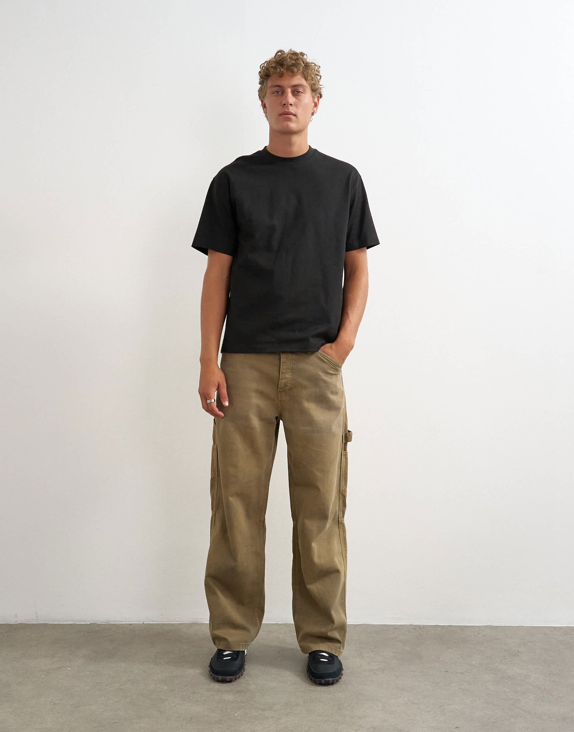 Topman rigid baggy fit carpenter jean in tan