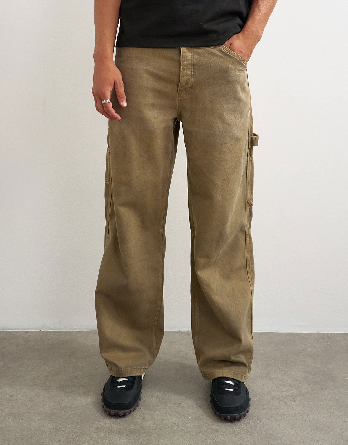 Topman rigid baggy fit carpenter jean in tan