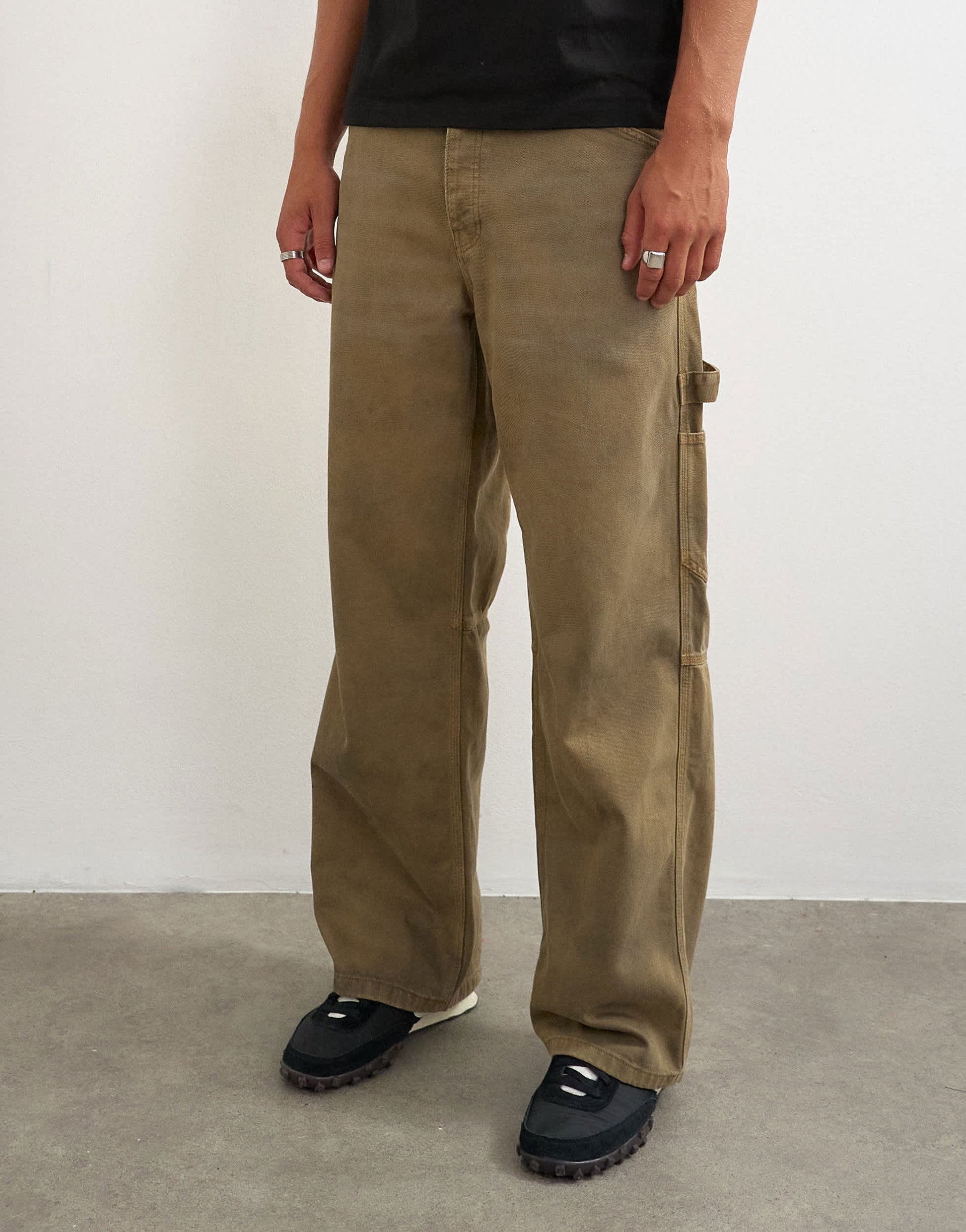 Topman rigid baggy fit carpenter jean in tan