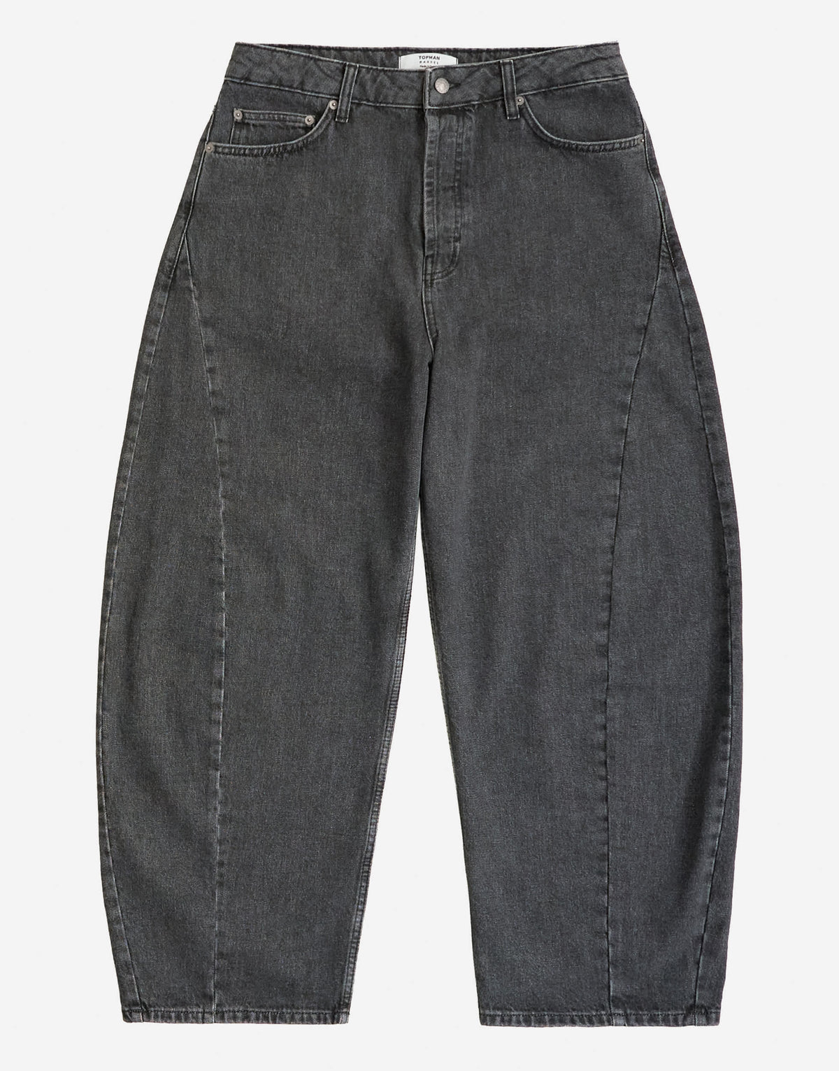 Topman rigid barrel fit jean in washed black