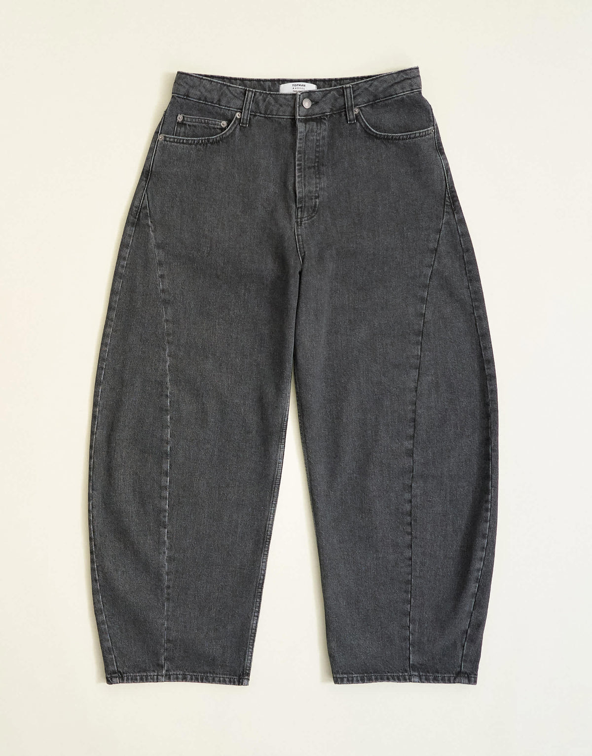 Topman rigid barrel fit jean in washed black