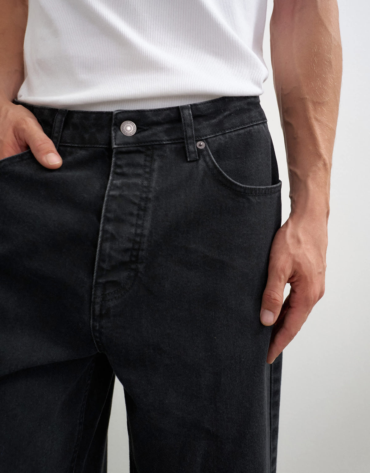 Topman rigid baggy fit jean in washed black