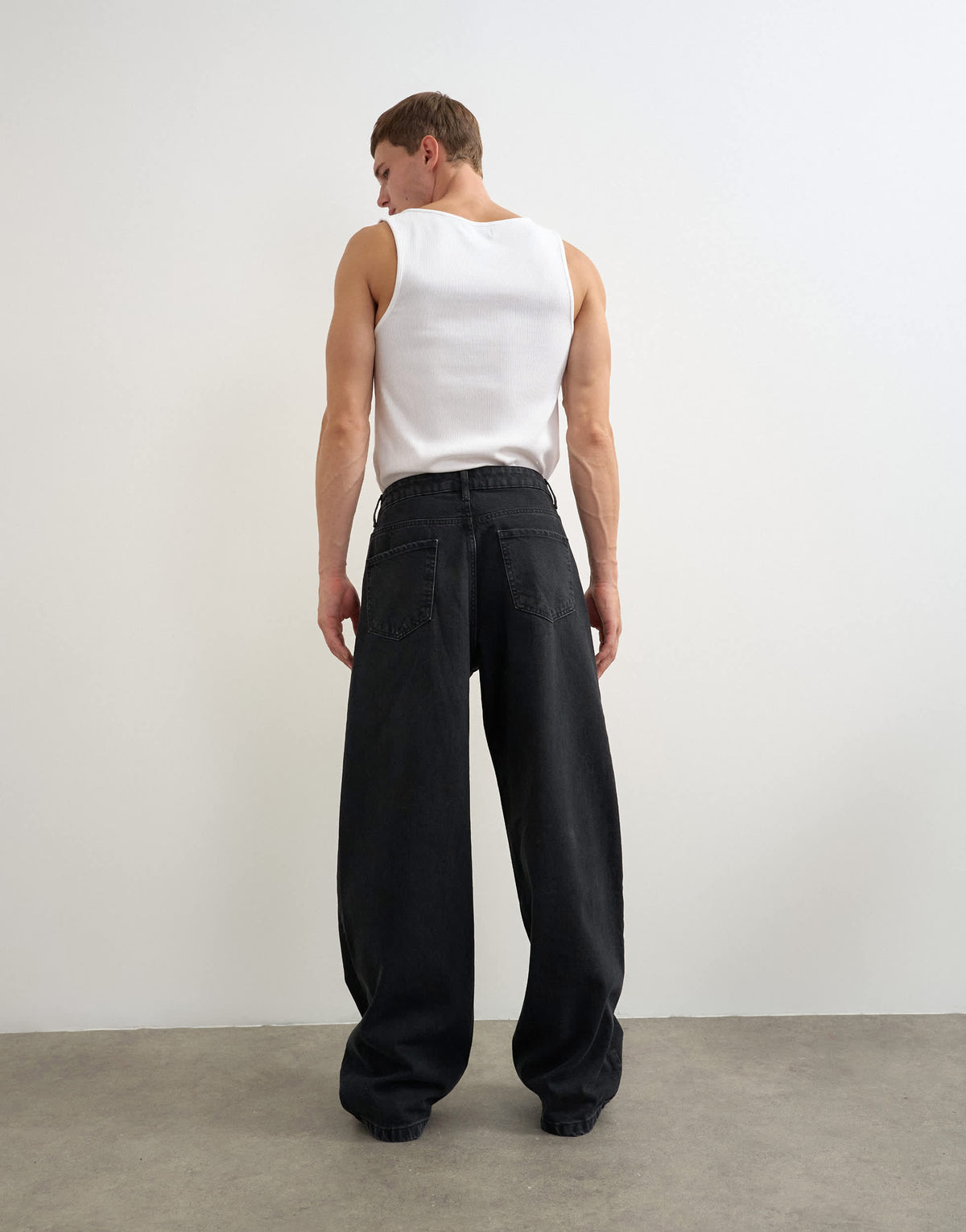 Topman rigid baggy fit jean in washed black