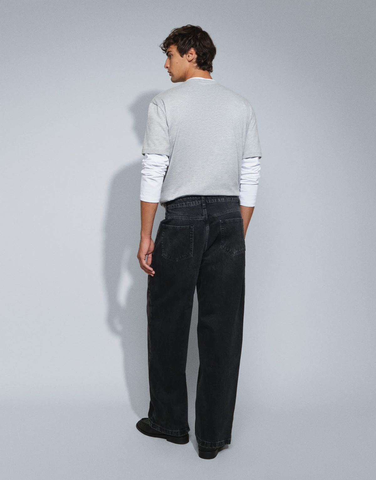 Topman rigid baggy fit jean in washed black