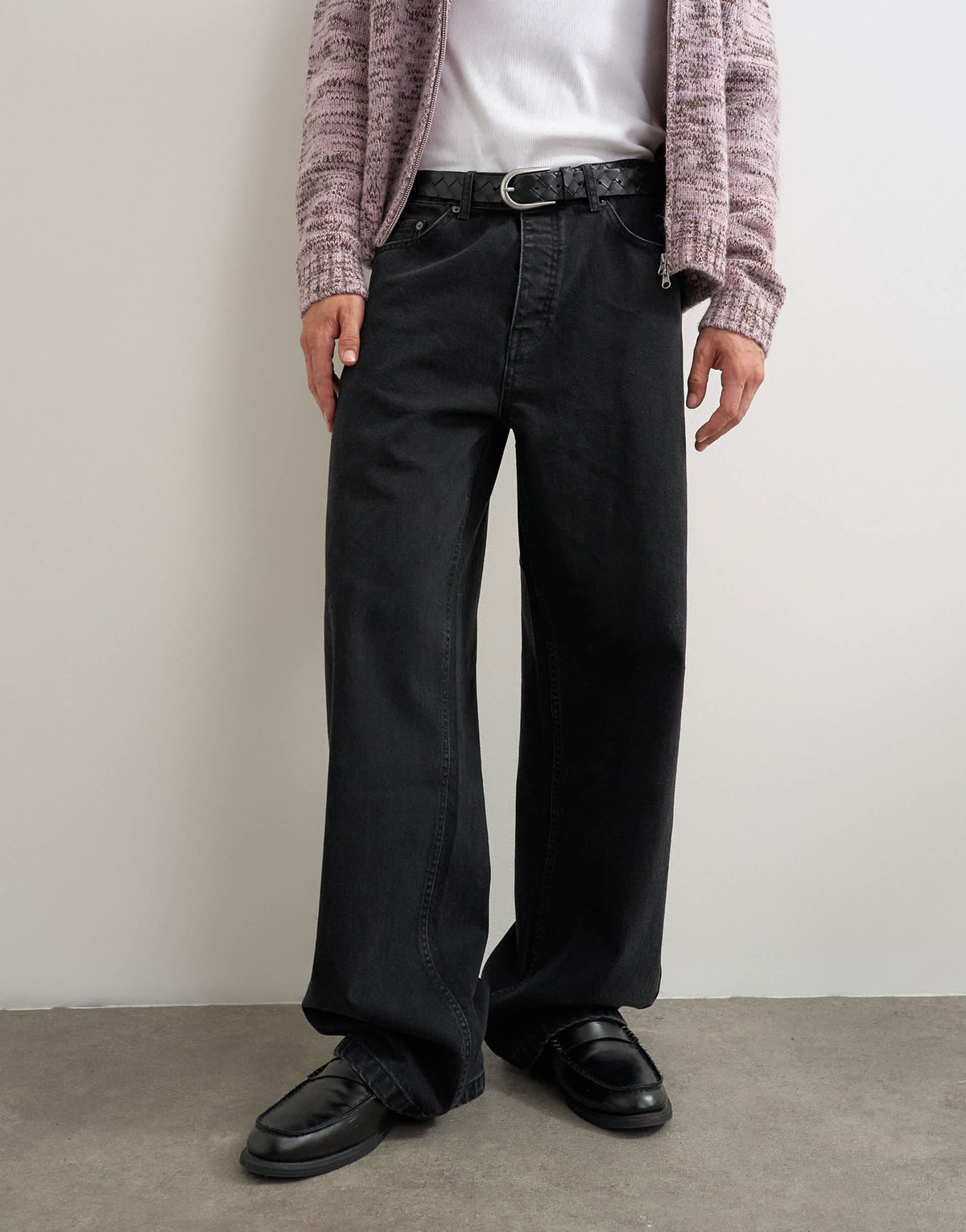 Topman rigid baggy fit jean in washed black
