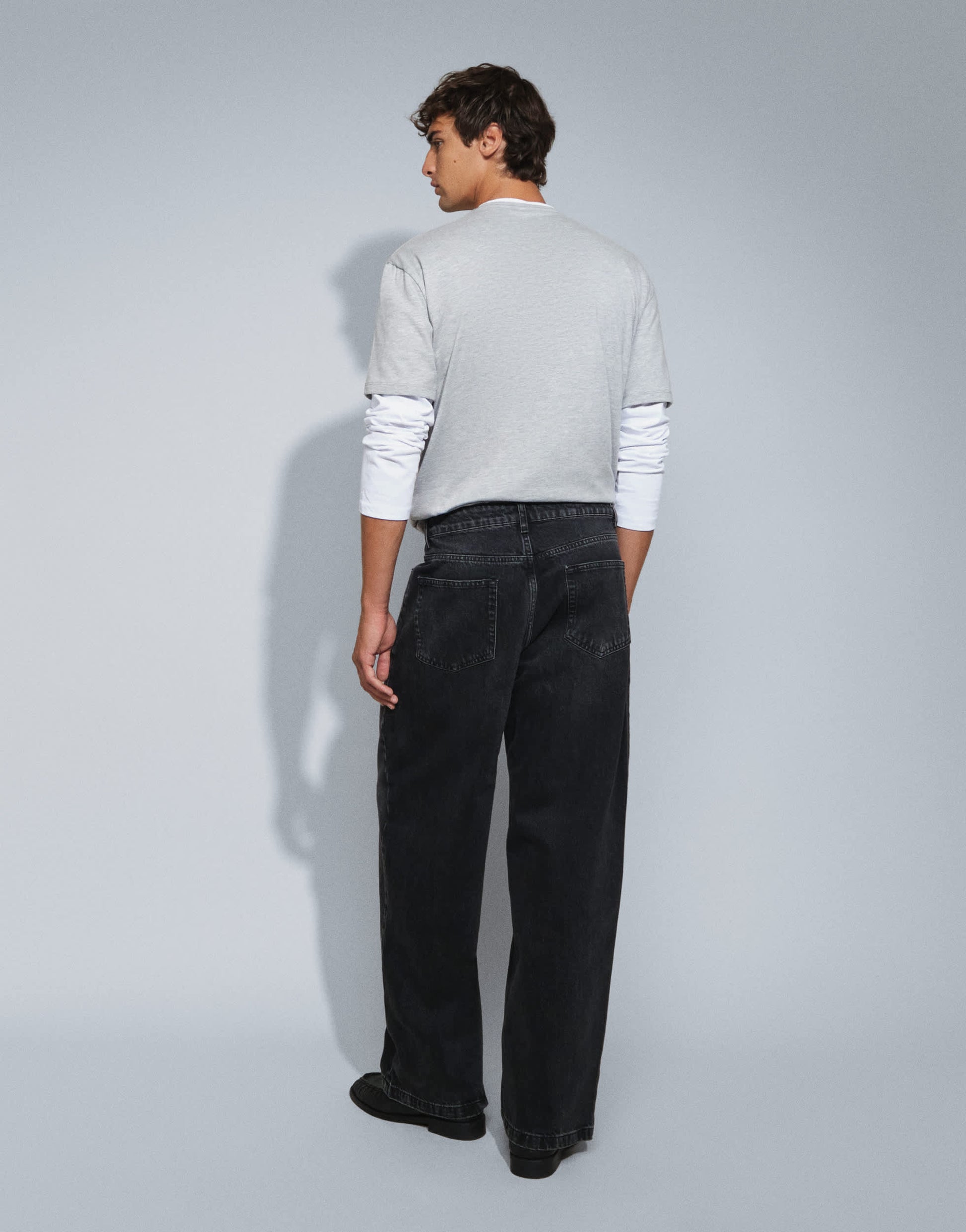 Topman rigid baggy fit jean in washed black