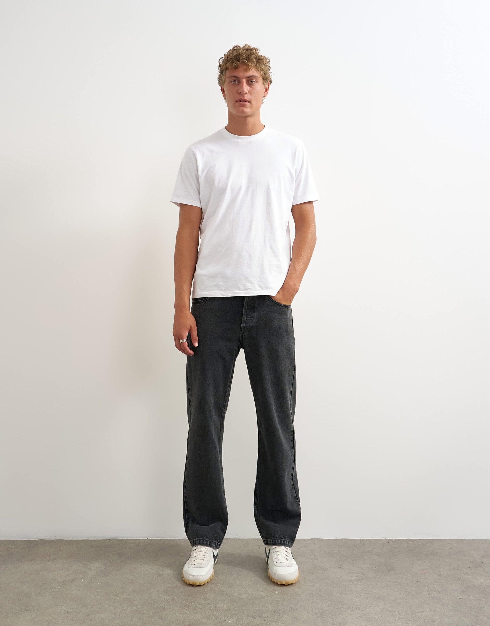 Topman rigid straight fit jean in clean washed black