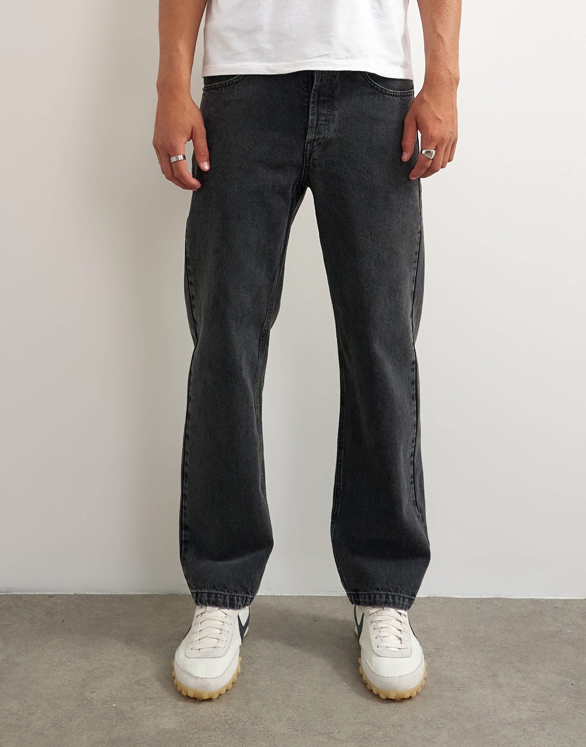 Topman rigid straight fit jean in clean washed black