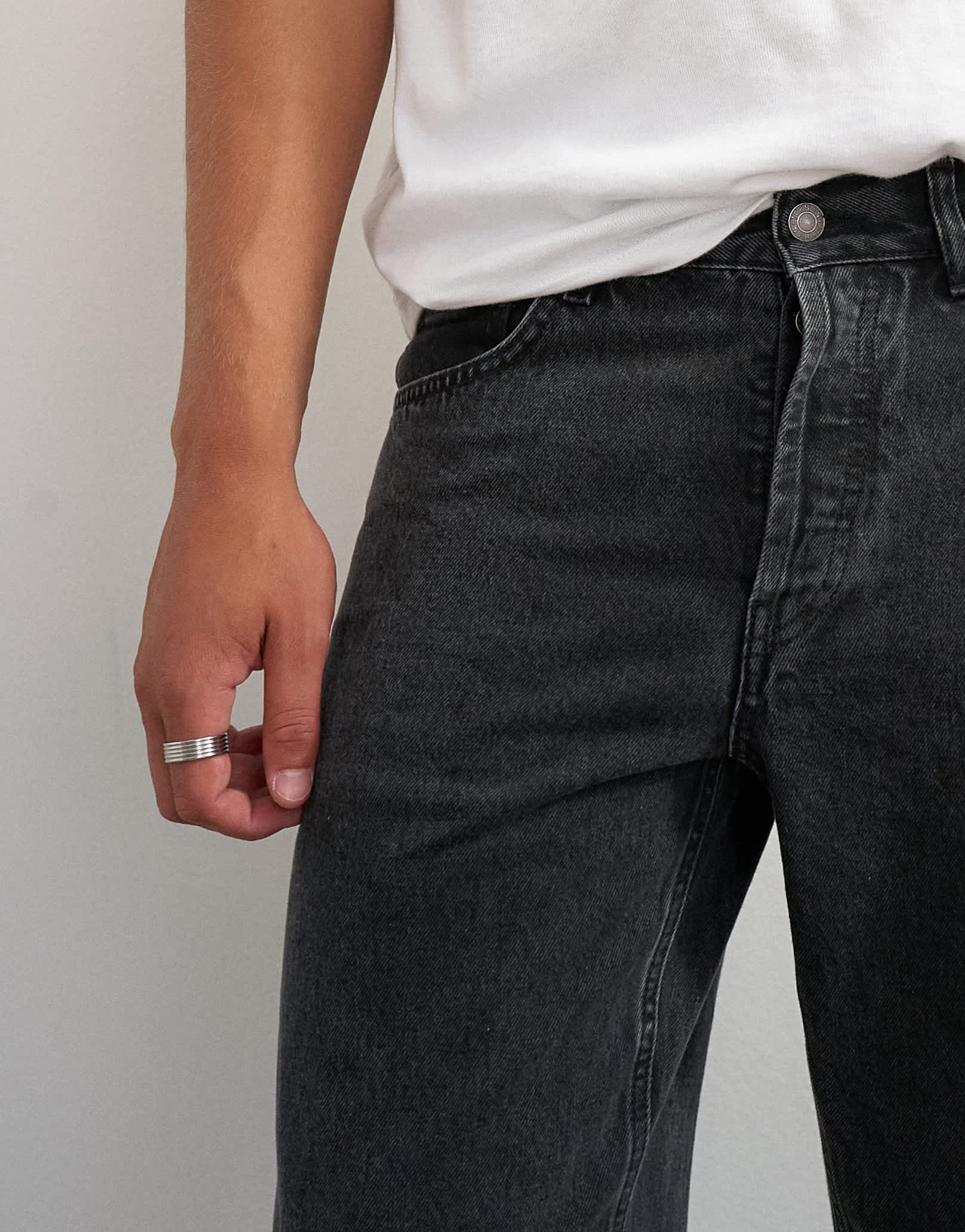 Topman rigid straight fit jean in clean washed black