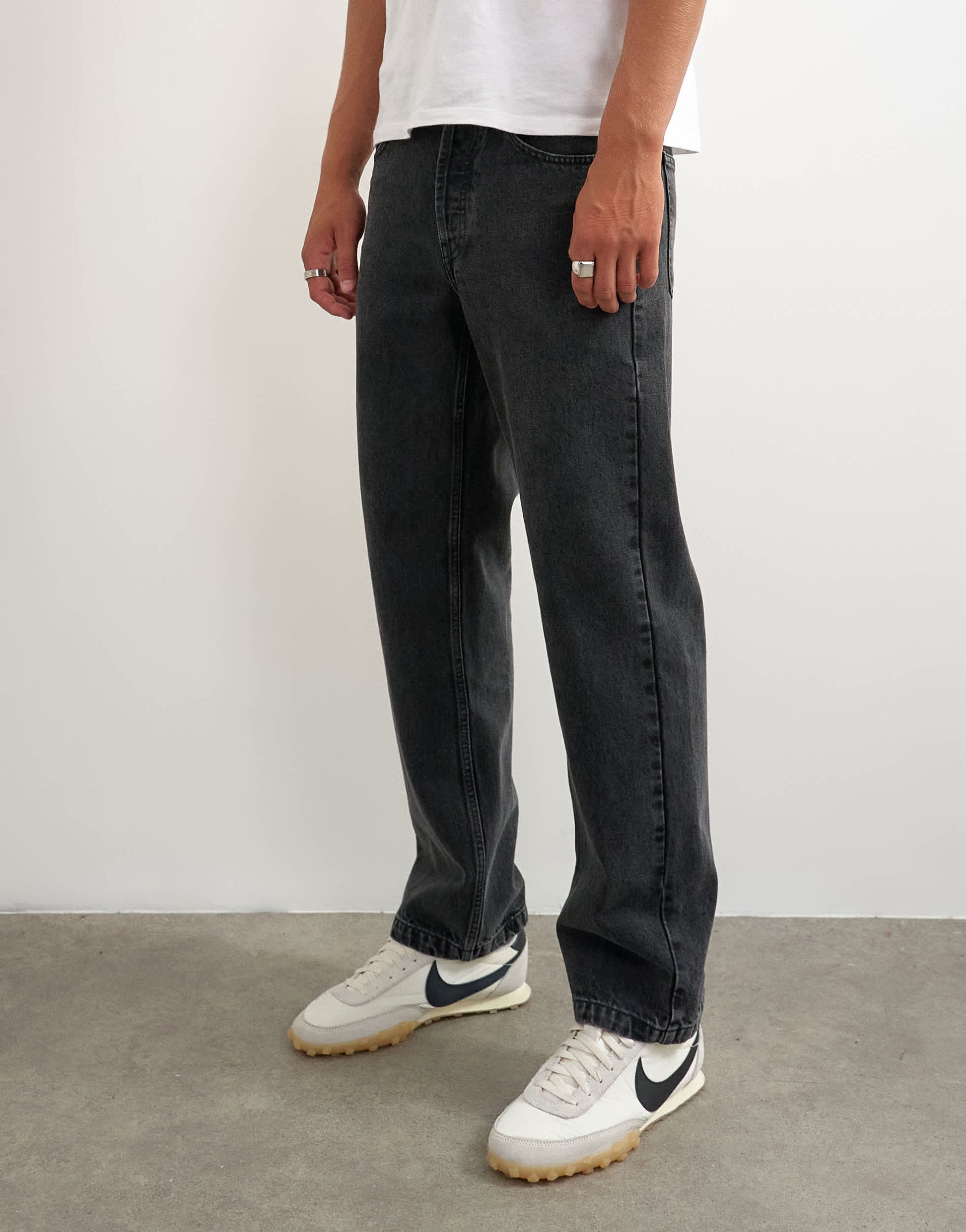 Topman rigid straight fit jean in clean washed black