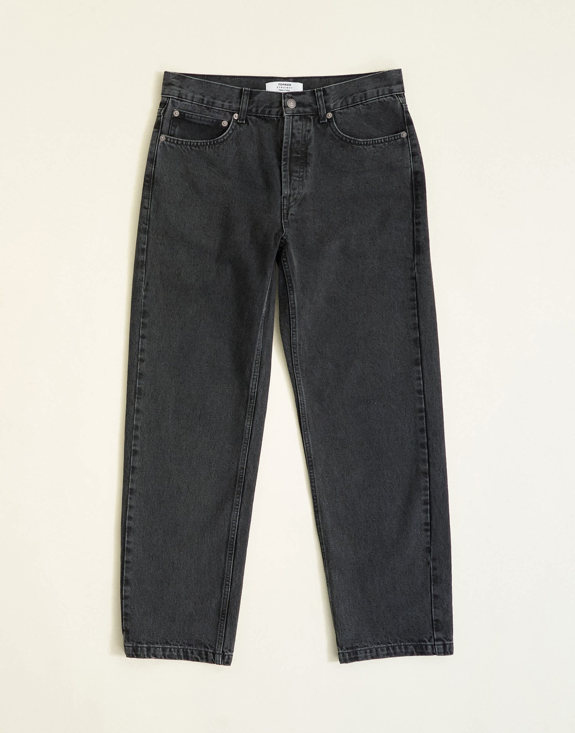 Topman rigid straight fit jean in clean washed black