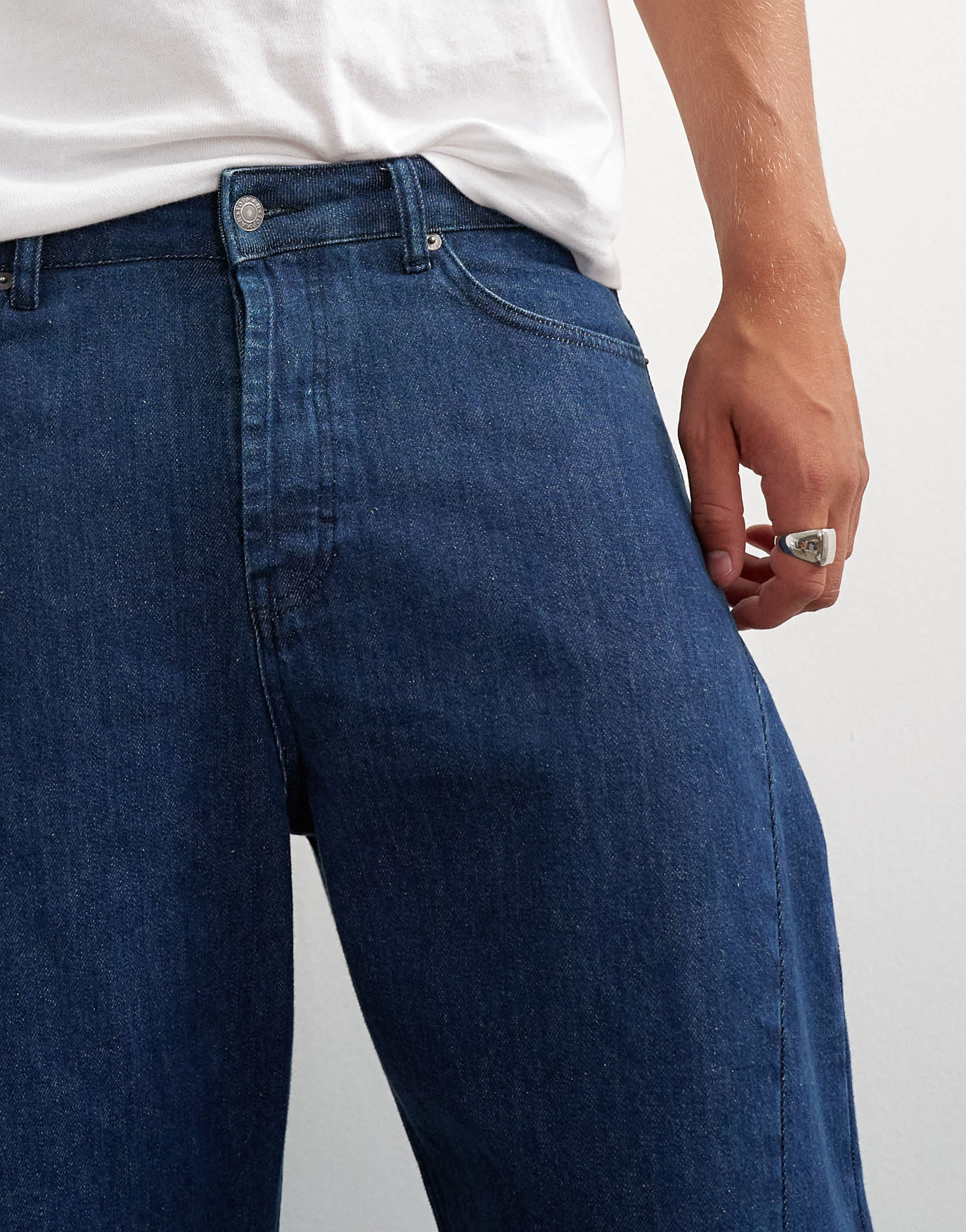 Topman rigid barrel fit jean in dark wash