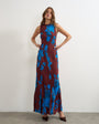 Topshop racer neck maxi dress in dark based floral jacquard